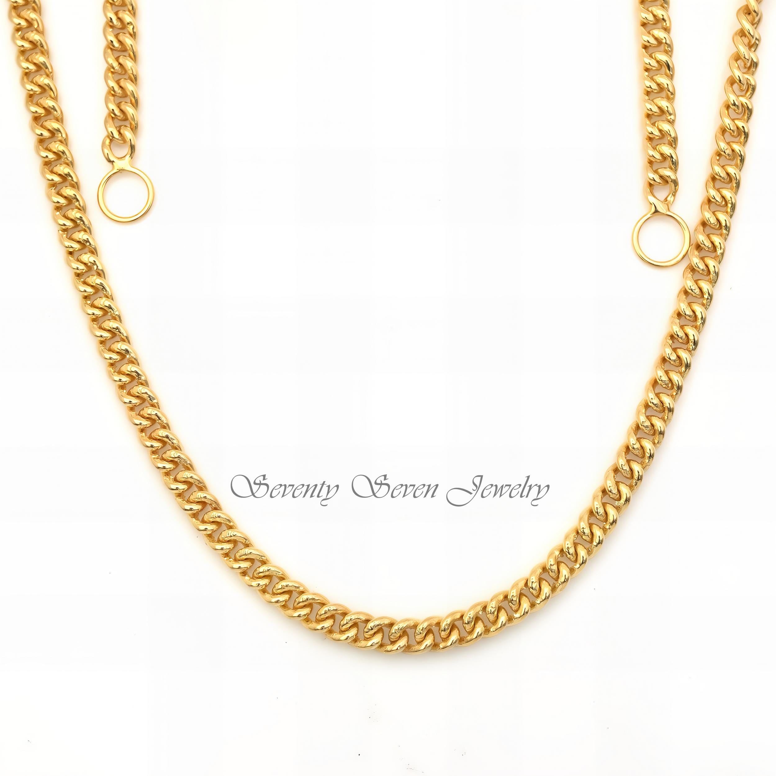 Sterling Silver Curb Chain Necklace: 4.5mm Cuban Link Choker - View 4 - Seventy Seven Jewelry | SKU: SSG17-SLYG-5M-18I-V Sterling Silver Curb Chain Necklace: 4.5mm Cuban Link Choker - View 4 - Seventy Seven Jewelry | SKU: SSG17-SLYG-5M-18I-V