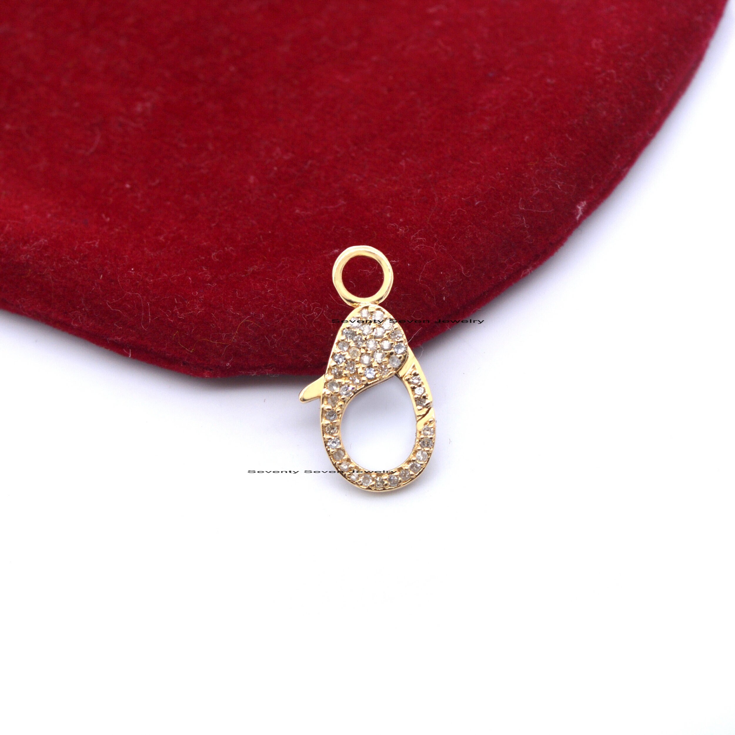 925 Silver Diamond Lobster Lock: Gemstone Clasp (22 MM) - View 2 - Seventy Seven Jewelry | SKU: SSMJF114-SLYGCZ,SSMJF114-SLYG 925 Silver Diamond Lobster Lock: Gemstone Clasp (22 MM) - View 2 - Seventy Seven Jewelry | SKU: SSMJF114-SLYGCZ,SSMJF114-SLYG