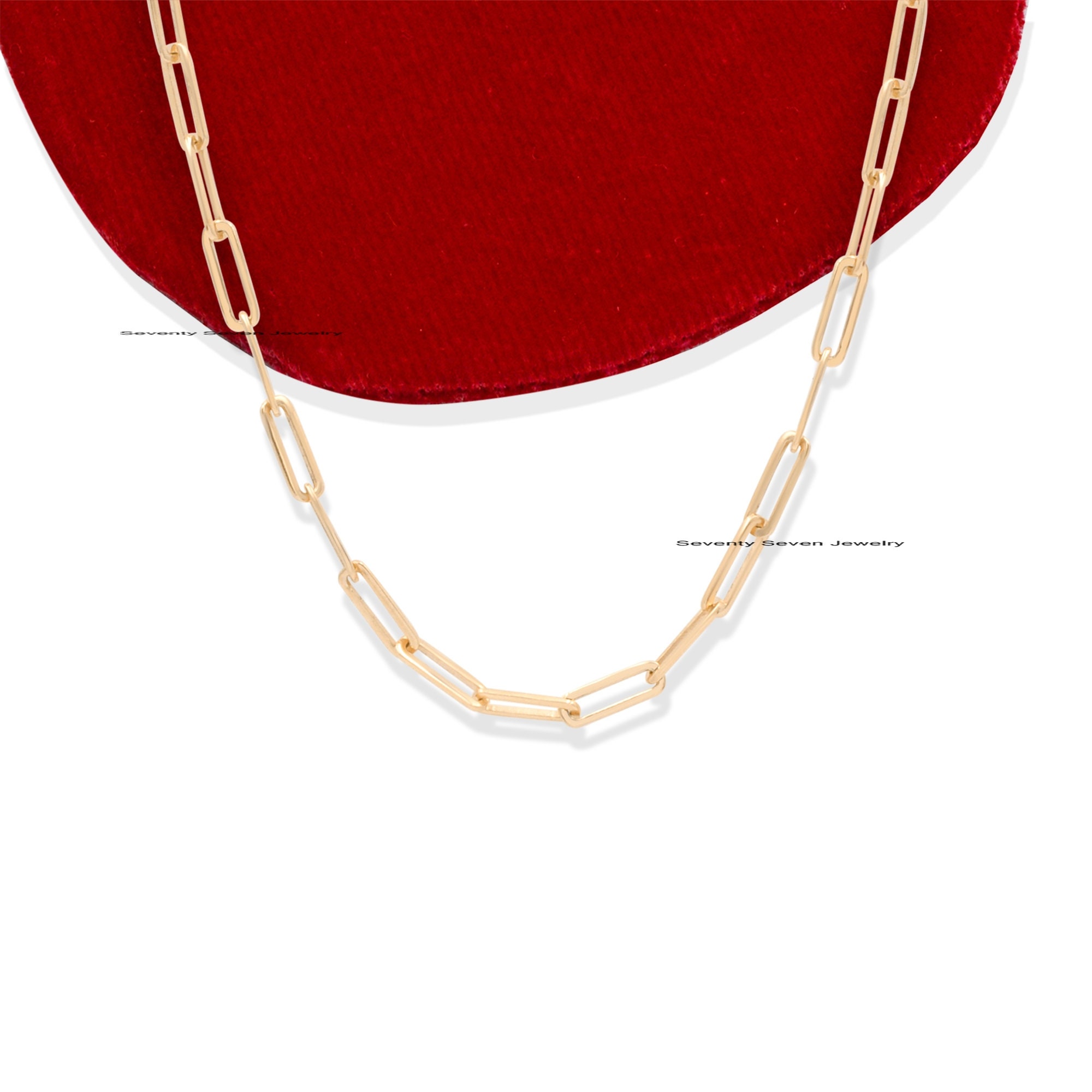 14K Gold Paperclip Link Chain Necklace - View 6 - Seventy Seven Jewelry | SKU: SSG1-14KYG-10M-22I,SSG1-14KYG-10M-24I,SSG1-14K 14K Gold Paperclip Link Chain Necklace - View 6 - Seventy Seven Jewelry | SKU: SSG1-14KYG-10M-22I,SSG1-14KYG-10M-24I,SSG1-14K