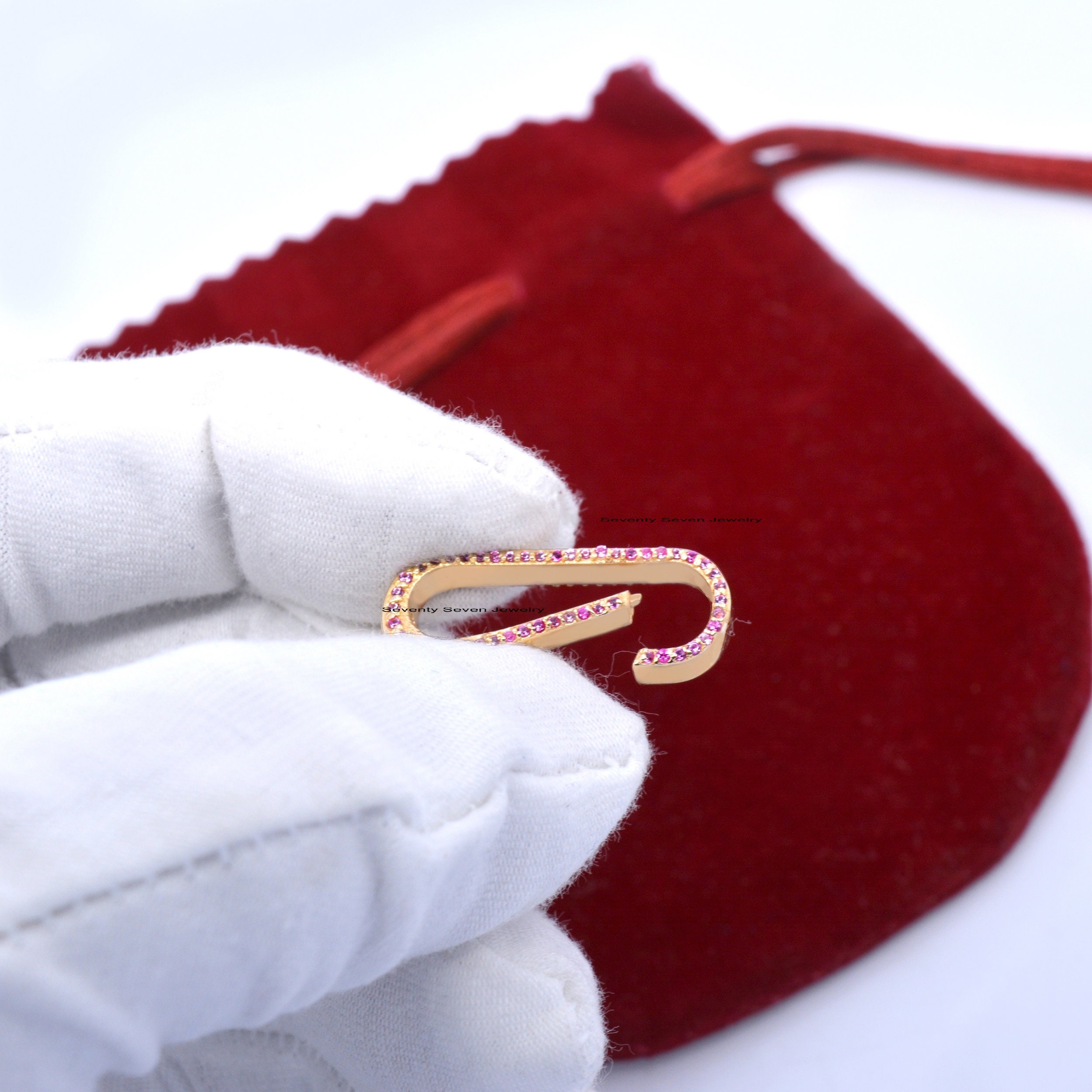 14K Gold Diamond Enhancer Lock: Elongated Charm Link (25x10 MM) - View 3 - Seventy Seven Jewelry | SKU: SSMJP73-14KYGDI-2026, 14K Gold Diamond Enhancer Lock: Elongated Charm Link (25x10 MM) - View 3 - Seventy Seven Jewelry | SKU: SSMJP73-14KYGDI-2026,