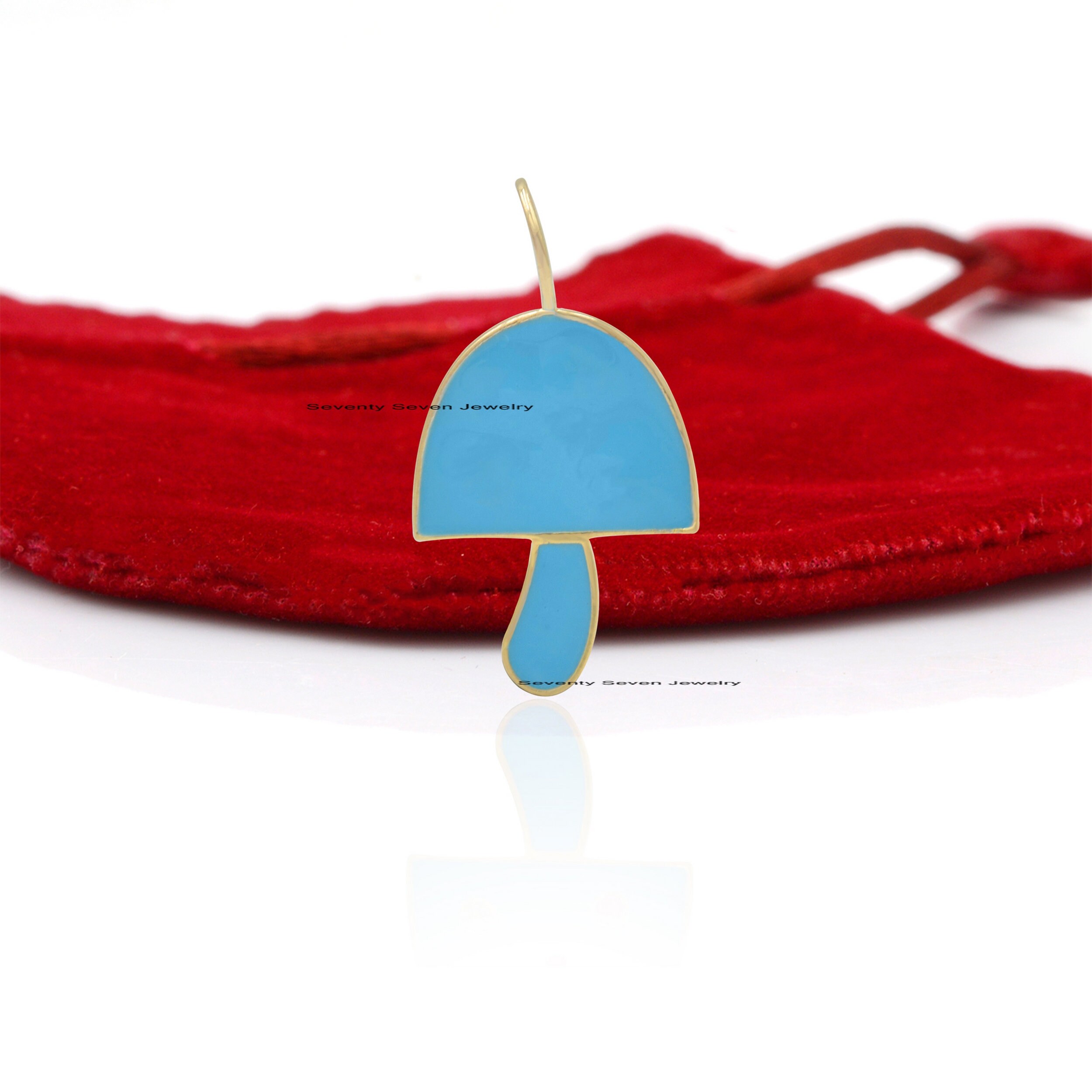 Handmade Sterling Silver Mushroom Pendant: Gemstone Charm Jewelry - View 6 - Seventy Seven Jewelry | SKU: SSMJP902-SLYGMTELB- Handmade Sterling Silver Mushroom Pendant: Gemstone Charm Jewelry - View 6 - Seventy Seven Jewelry | SKU: SSMJP902-SLYGMTELB-