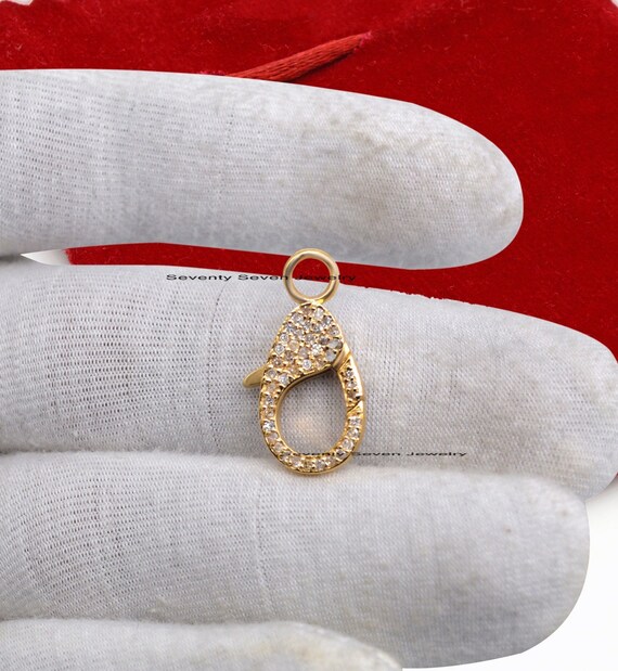 14K Gold Diamond Lobster Lock Diamond Clasp Lock Gold Etsy