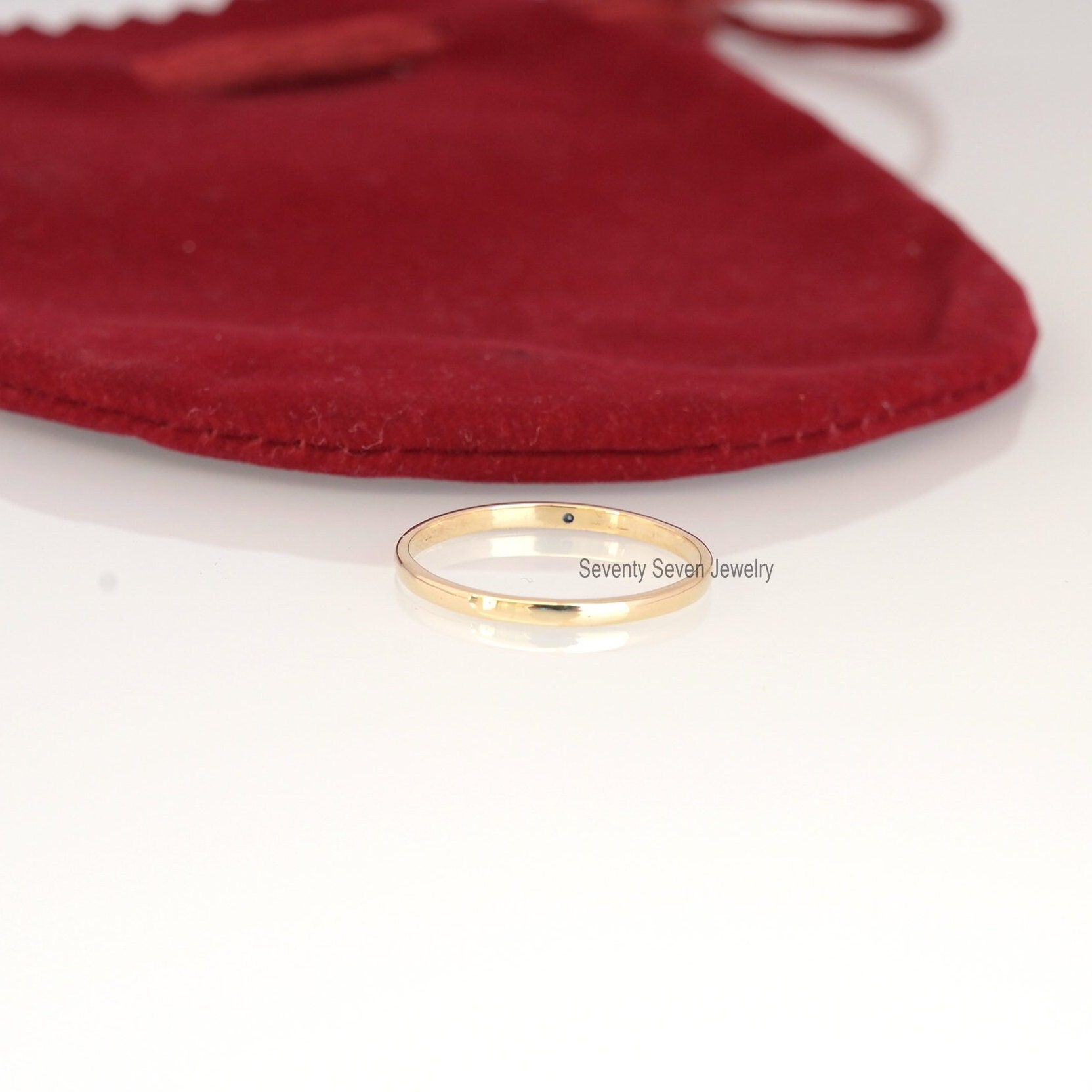 14K Gold Black Diamond Band: Dainty Stackable Ring - View 5 - Seventy Seven Jewelry | SKU: SSMJR395-14KYGBDI-2026 14K Gold Black Diamond Band: Dainty Stackable Ring - View 5 - Seventy Seven Jewelry | SKU: SSMJR395-14KYGBDI-2026