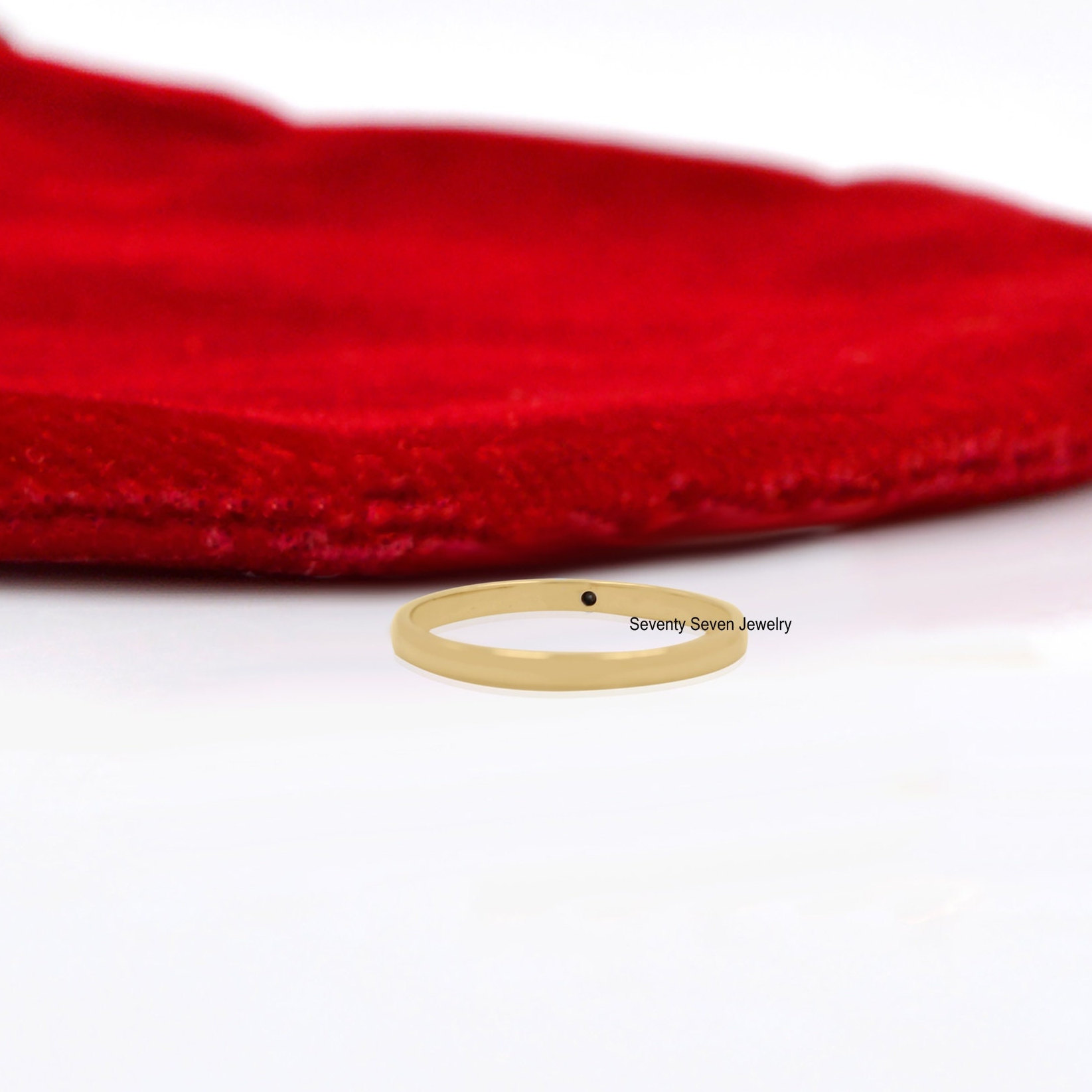 9K Gold Black Diamond Band Ring: Single Stone - View 7 - Seventy Seven Jewelry | SKU: SSMJR395-9KYGBDI-2026 9K Gold Black Diamond Band Ring: Single Stone - View 7 - Seventy Seven Jewelry | SKU: SSMJR395-9KYGBDI-2026