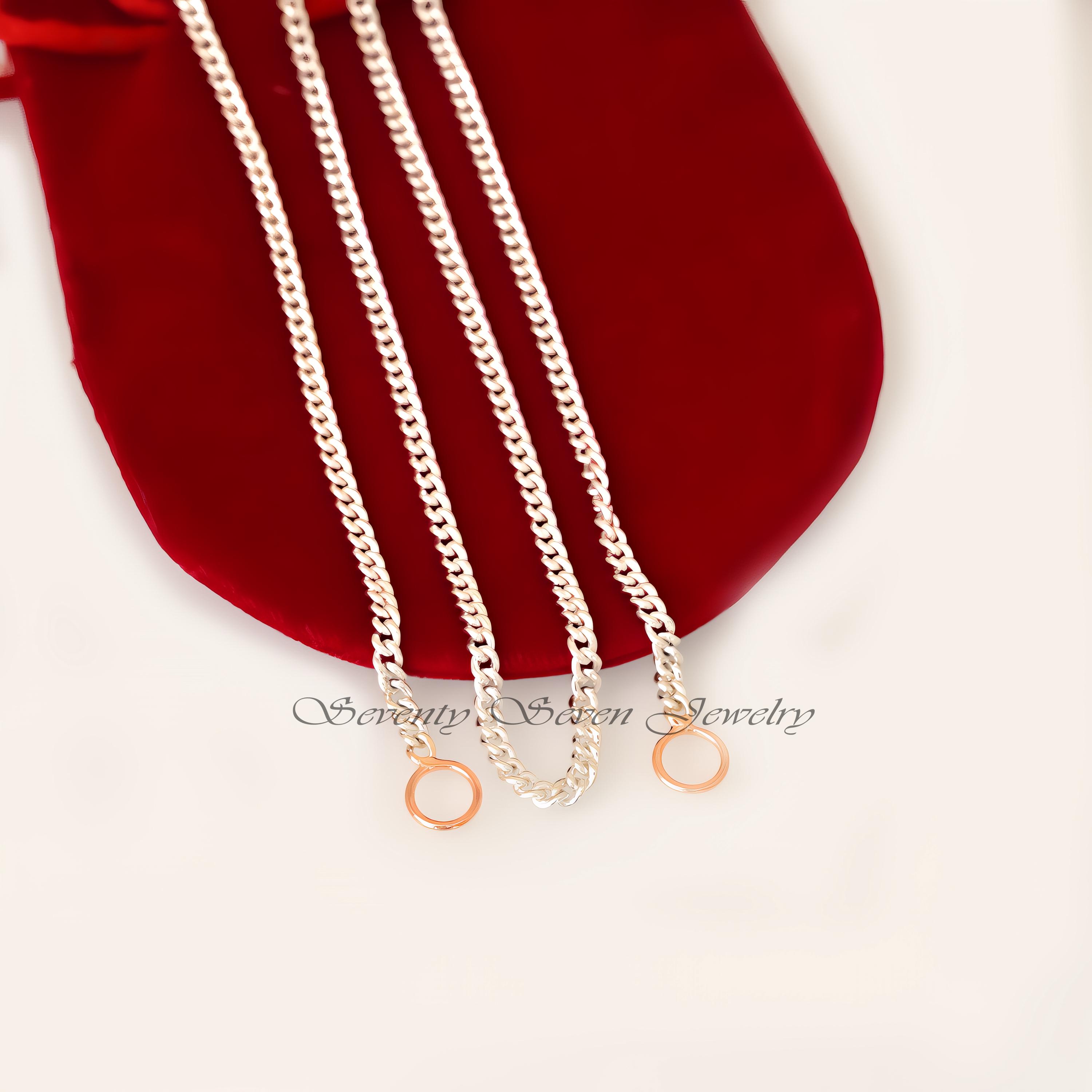 925 Sterling Silver 3MM Curb Chain, Carabiner Necklace - View 4 - Seventy Seven Jewelry | SKU: SSG17-SLOXYG-3M-16I-V 925 Sterling Silver 3MM Curb Chain, Carabiner Necklace - View 4 - Seventy Seven Jewelry | SKU: SSG17-SLOXYG-3M-16I-V