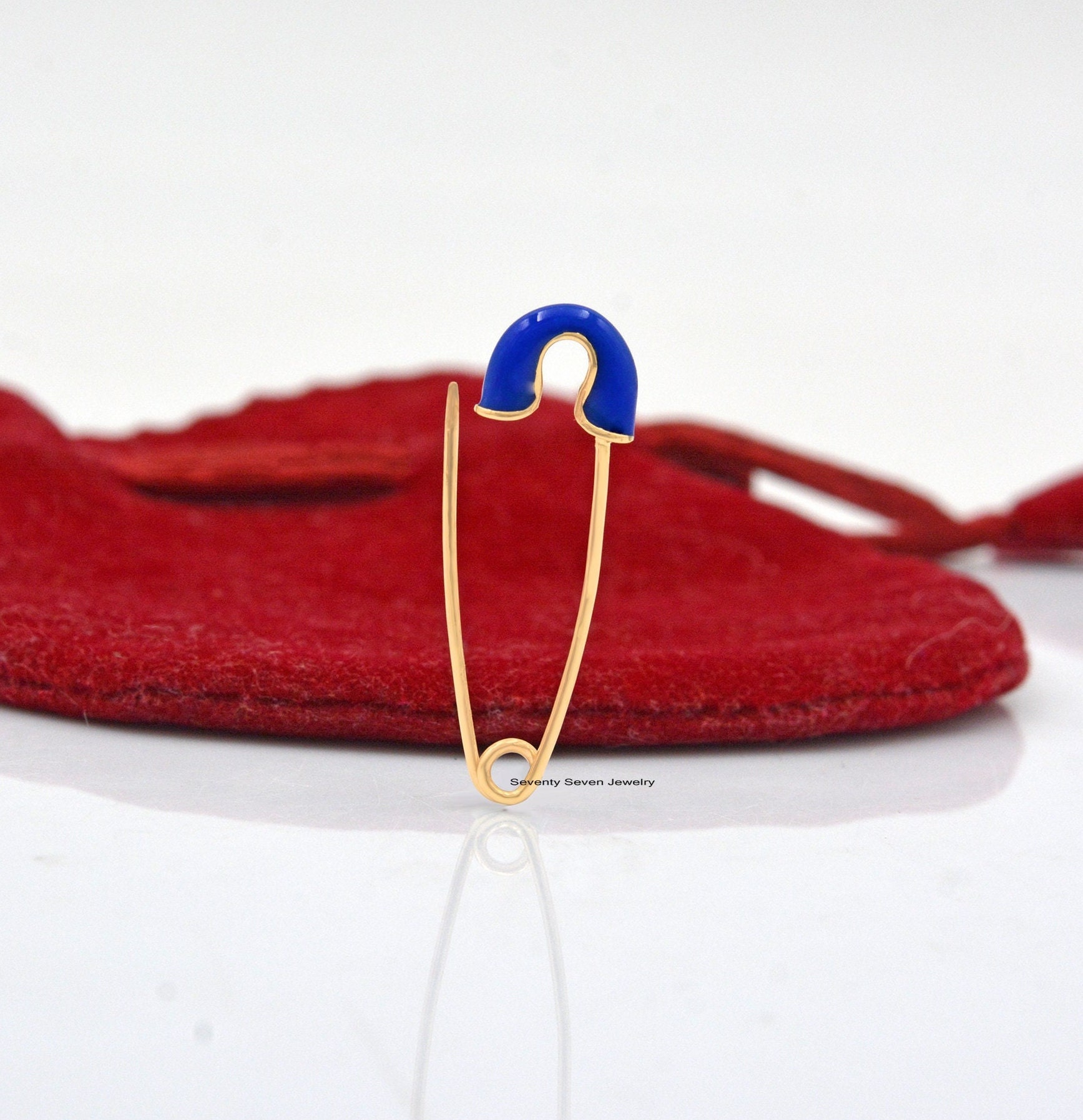 14k Gold Enamel Safety Pin Pendant: Charm Holder Brooch - View 6 - Seventy Seven Jewelry | SKU: SSMJP903-14KYGELP-1-2026 14k Gold Enamel Safety Pin Pendant: Charm Holder Brooch - View 6 - Seventy Seven Jewelry | SKU: SSMJP903-14KYGELP-1-2026
