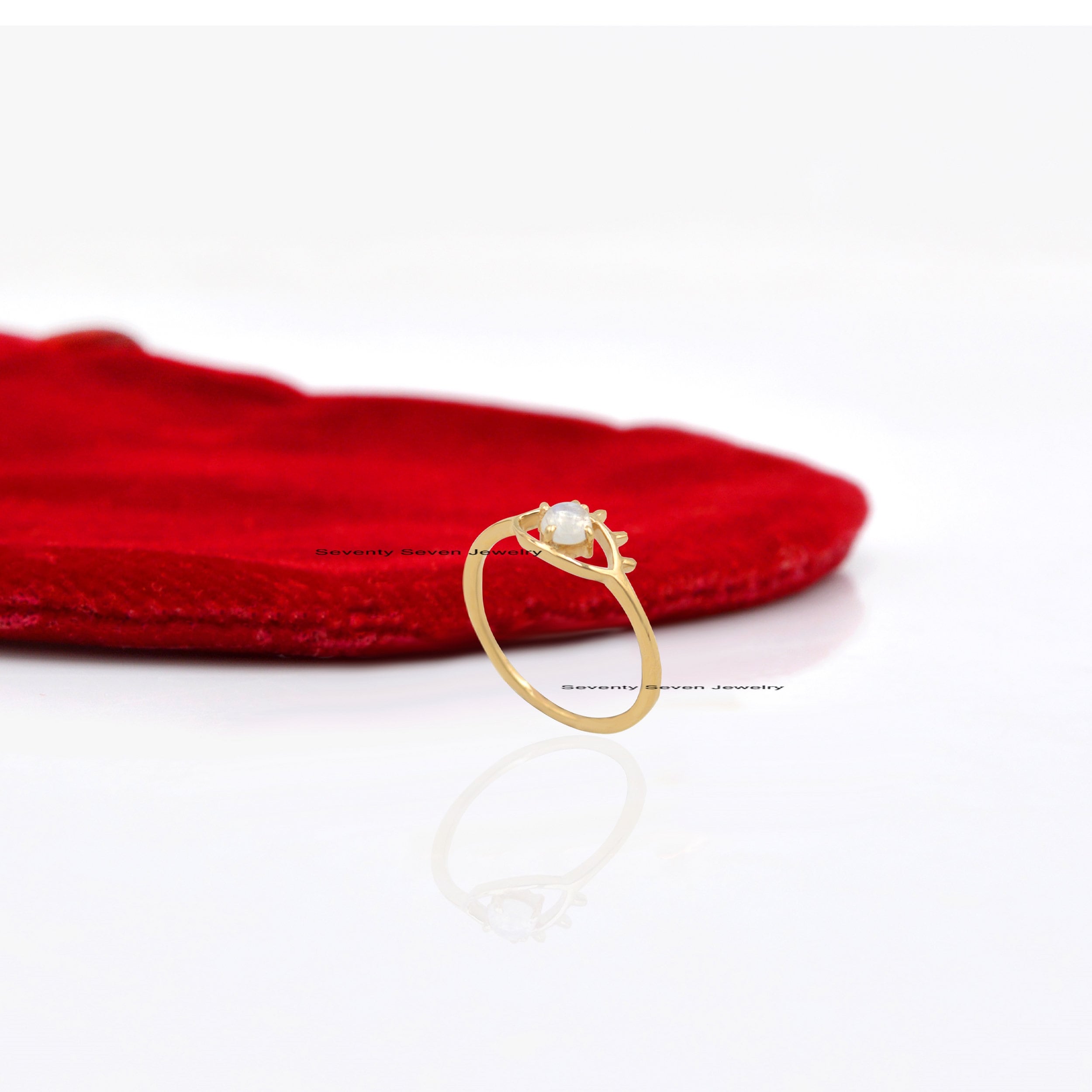 9K Gold Moonstone Evil Eye Ring: Gemstone Band - View 5 - Seventy Seven Jewelry | SKU: SSMJR348-9KYGRM-2026 9K Gold Moonstone Evil Eye Ring: Gemstone Band - View 5 - Seventy Seven Jewelry | SKU: SSMJR348-9KYGRM-2026