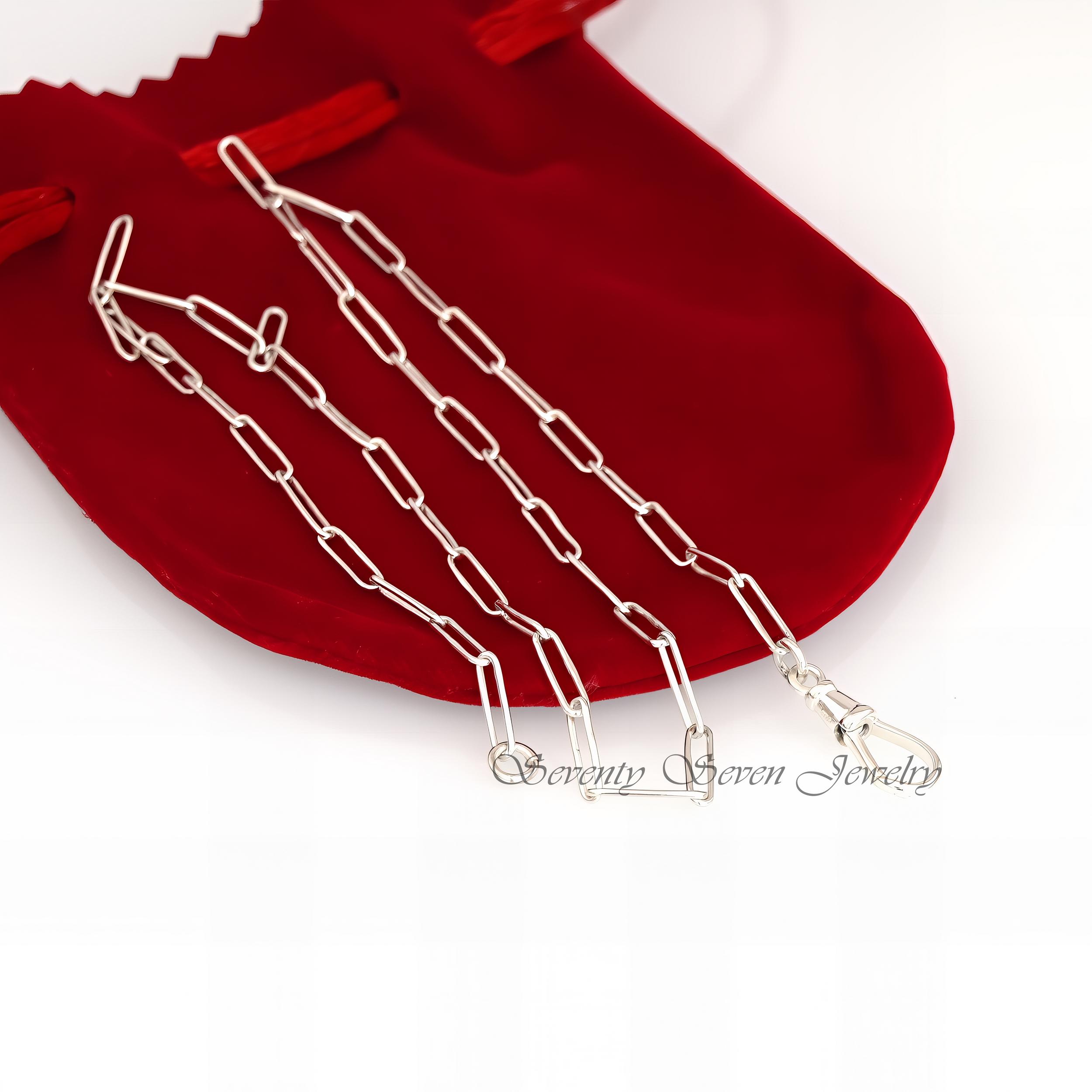 925 Sterling Silver Paperclip Chain Necklace: Victorian Swivel Clasp - Seventy Seven Jewelry | SKU: SSG2-SLNS-11M-18I-F214
