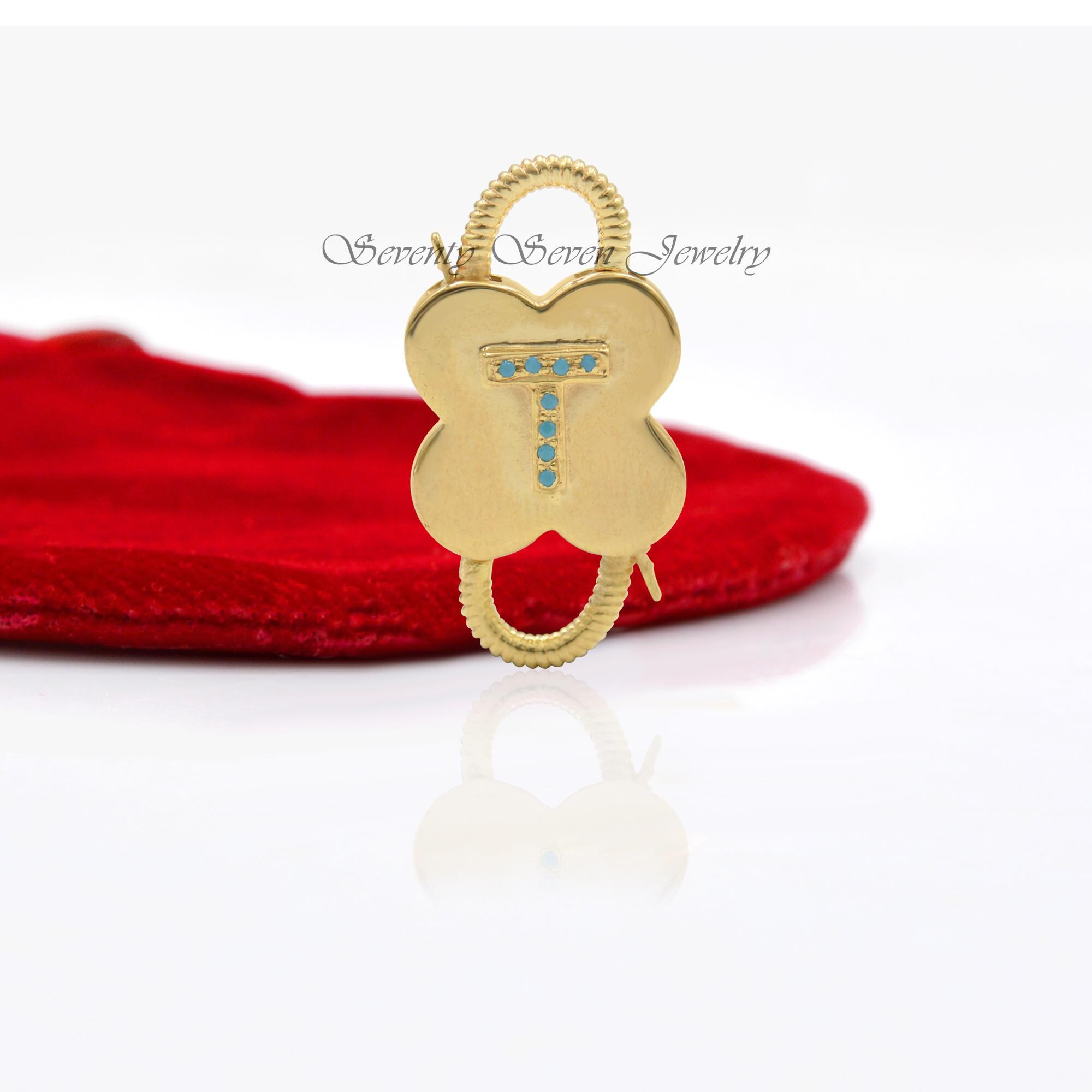 925 Silver Turquoise Initial Padlock: Gemstone Letter - Seventy Seven Jewelry | SKU: SSMJP25-SLYGTQ-A-N47-2026 925 Silver Turquoise Initial Padlock: Gemstone Letter - Seventy Seven Jewelry | SKU: SSMJP25-SLYGTQ-A-N47-2026