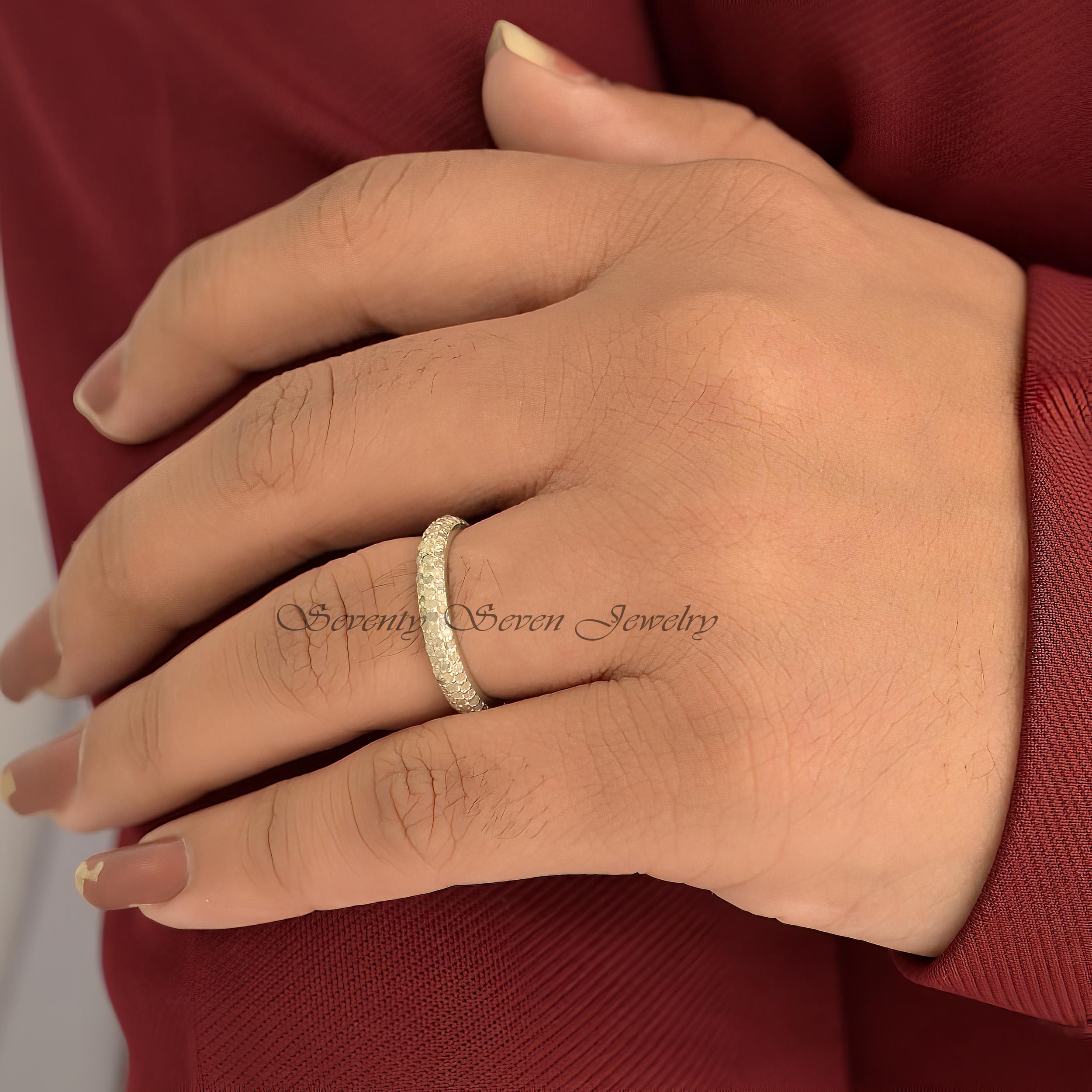 925 Silver Diamond Eternity Ring: Pave Stacking Band - View 3 - Seventy Seven Jewelry | SKU: SSMJR260-SLRHDI-2026 925 Silver Diamond Eternity Ring: Pave Stacking Band - View 3 - Seventy Seven Jewelry | SKU: SSMJR260-SLRHDI-2026