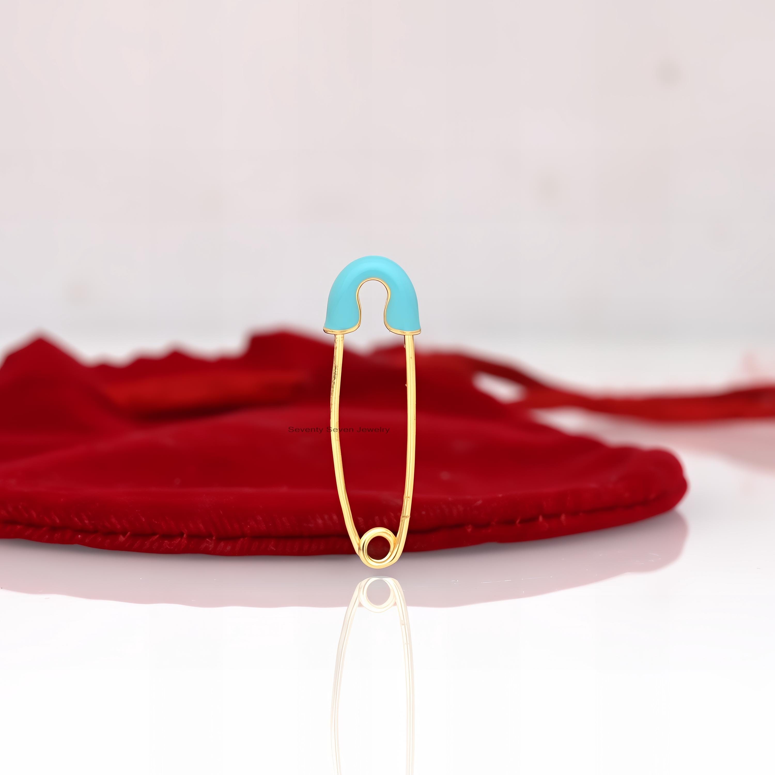 925 Silver Enamel Safety Pin Pendant: Charm Holder Brooch - View 6 - Seventy Seven Jewelry | SKU: SSMJP903-SLYGELP-2026 925 Silver Enamel Safety Pin Pendant: Charm Holder Brooch - View 6 - Seventy Seven Jewelry | SKU: SSMJP903-SLYGELP-2026