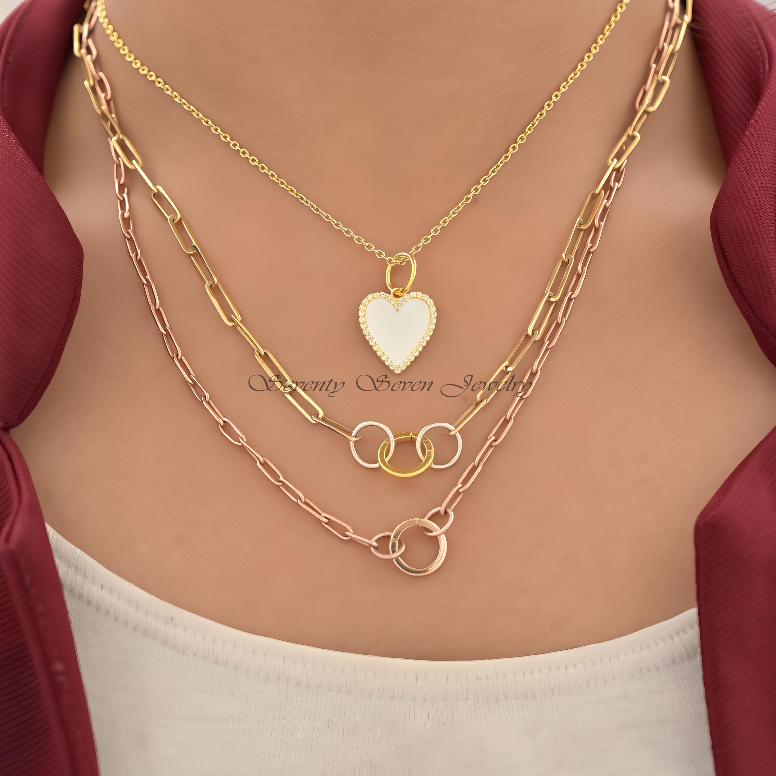 14k Gold Gemstone Enamel Heart Pendant: Turquoise Charm - View 2 - Seventy Seven Jewelry | SKU: SSMJP630-14KYGDIELR-2026 14k Gold Gemstone Enamel Heart Pendant: Turquoise Charm - View 2 - Seventy Seven Jewelry | SKU: SSMJP630-14KYGDIELR-2026