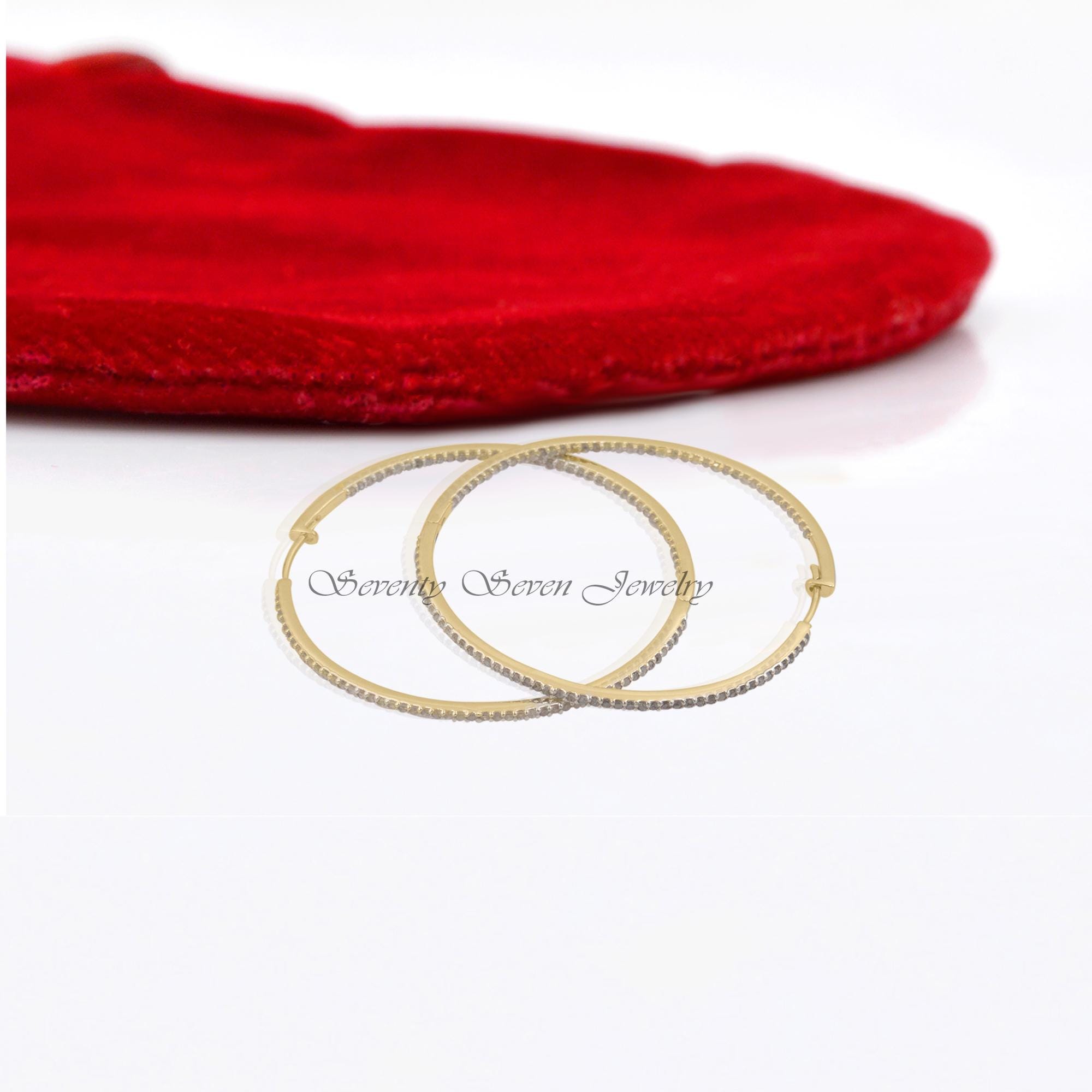 925 Silver Diamond Hoop Earrings: Large Pave Hoops, 50 MM - View 7 - Seventy Seven Jewelry | SKU: SSMJE02-SLYGDI-2026,SSMJE02 925 Silver Diamond Hoop Earrings: Large Pave Hoops, 50 MM - View 7 - Seventy Seven Jewelry | SKU: SSMJE02-SLYGDI-2026,SSMJE02