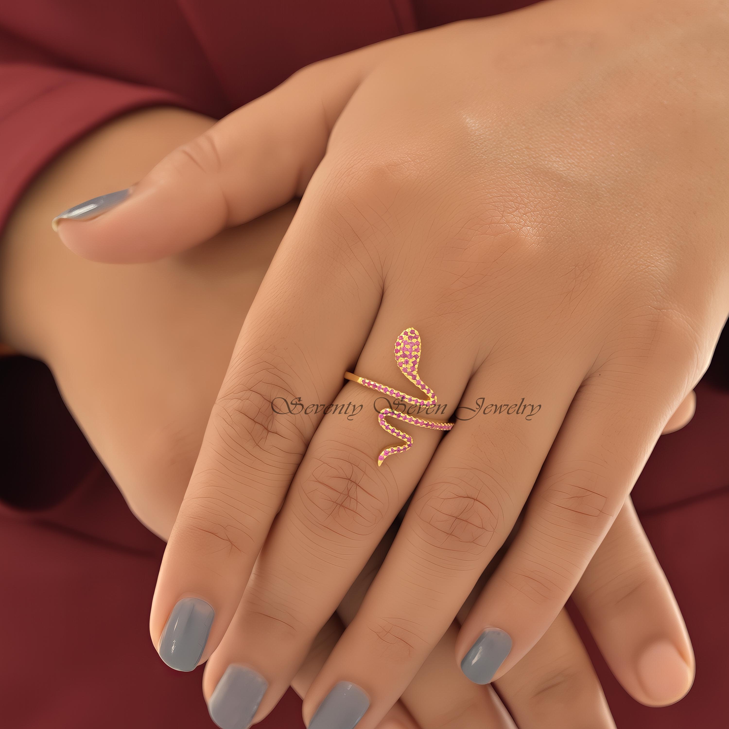 14K Gold Diamond Snake Ring: Pave Serpent Style - View 4 - Seventy Seven Jewelry | SKU: SSMJR346-SLNSPSP-2026 14K Gold Diamond Snake Ring: Pave Serpent Style - View 4 - Seventy Seven Jewelry | SKU: SSMJR346-SLNSPSP-2026
