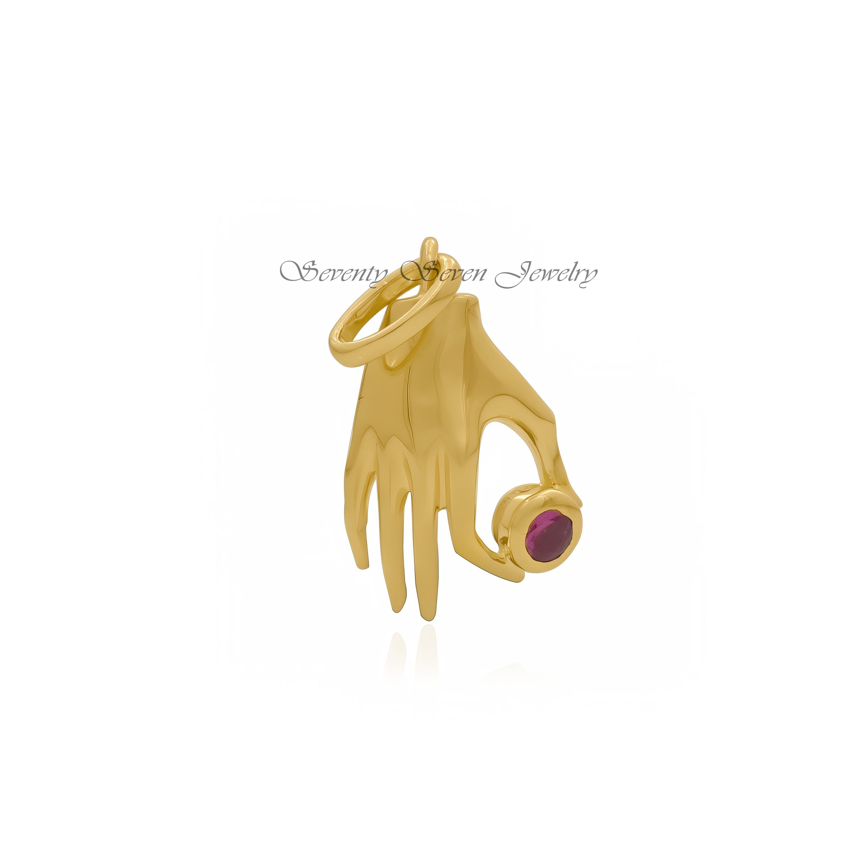 925 Silver Figa Hand Pendant: Gemstone Lucky Charm - View 5 - Seventy Seven Jewelry | SKU: SSMJP733-SLYGTQ-2026 925 Silver Figa Hand Pendant: Gemstone Lucky Charm - View 5 - Seventy Seven Jewelry | SKU: SSMJP733-SLYGTQ-2026