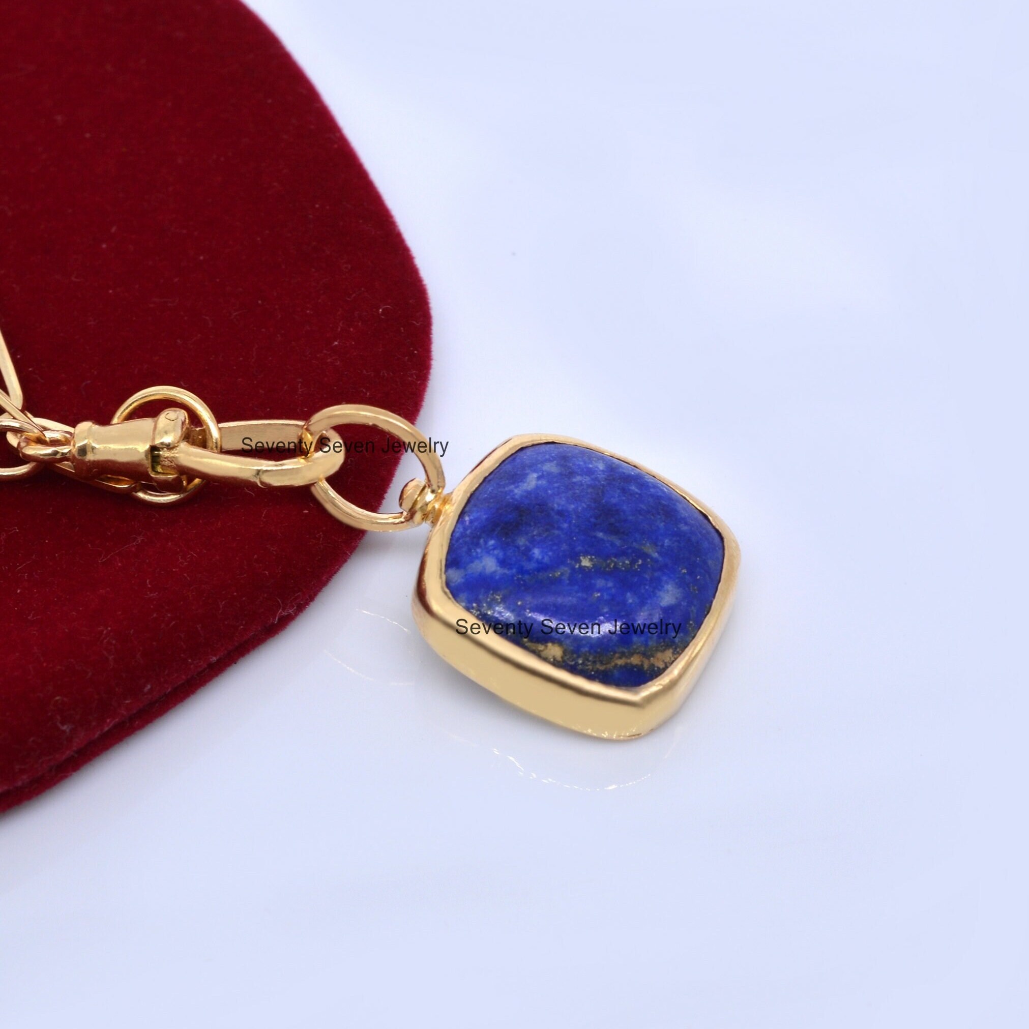 14K Gold Malachite Square Pendant: Gemstone Bar Charm - View 4 - Seventy Seven Jewelry | SKU: SSMJP412-14KYGLPZ-1-2026 14K Gold Malachite Square Pendant: Gemstone Bar Charm - View 4 - Seventy Seven Jewelry | SKU: SSMJP412-14KYGLPZ-1-2026