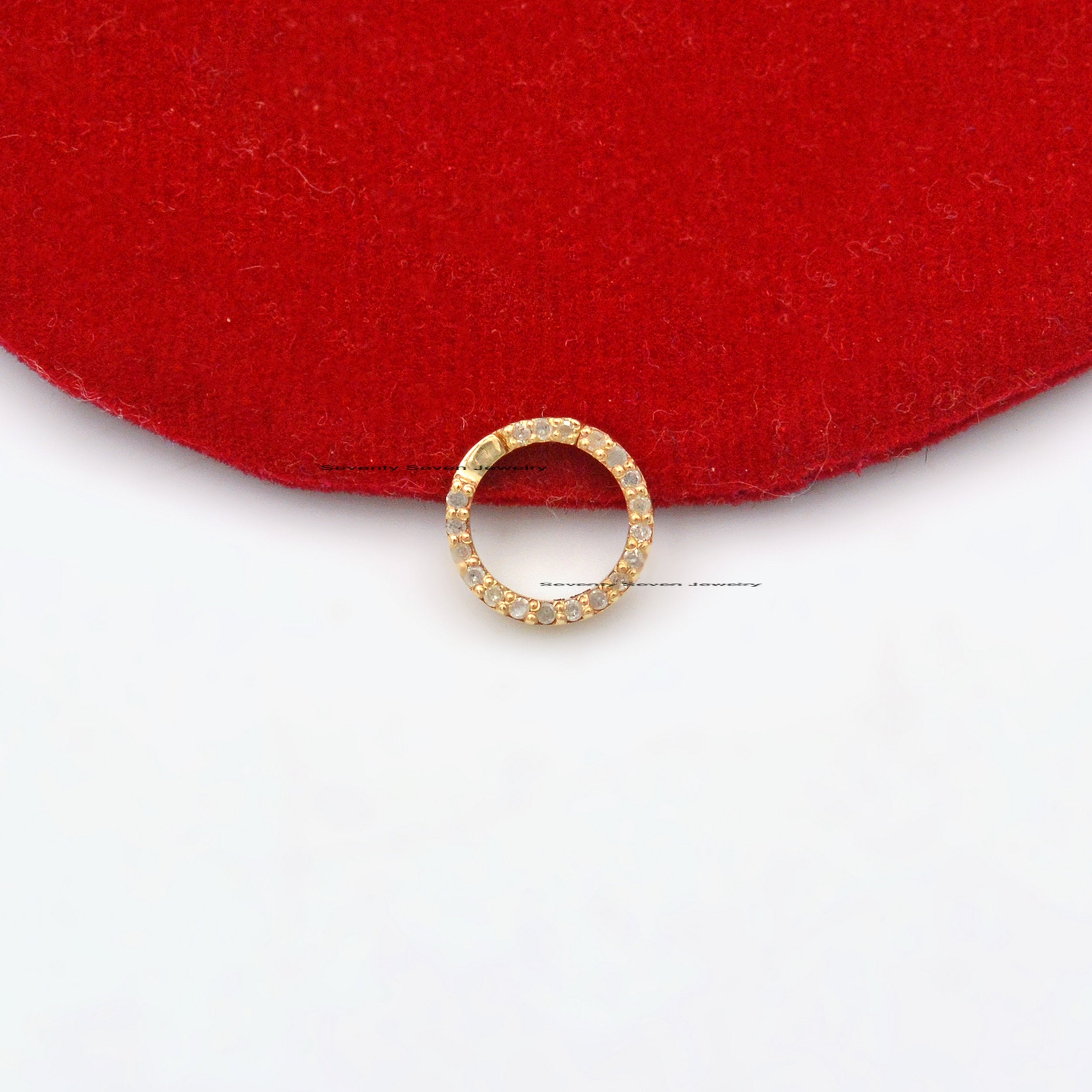 Diamond 925 Silver Charm Enhancer: Round Circle Holder (10mm) - View 3 - Seventy Seven Jewelry | SKU: SSMJP570-SLYGDI-2026,SS