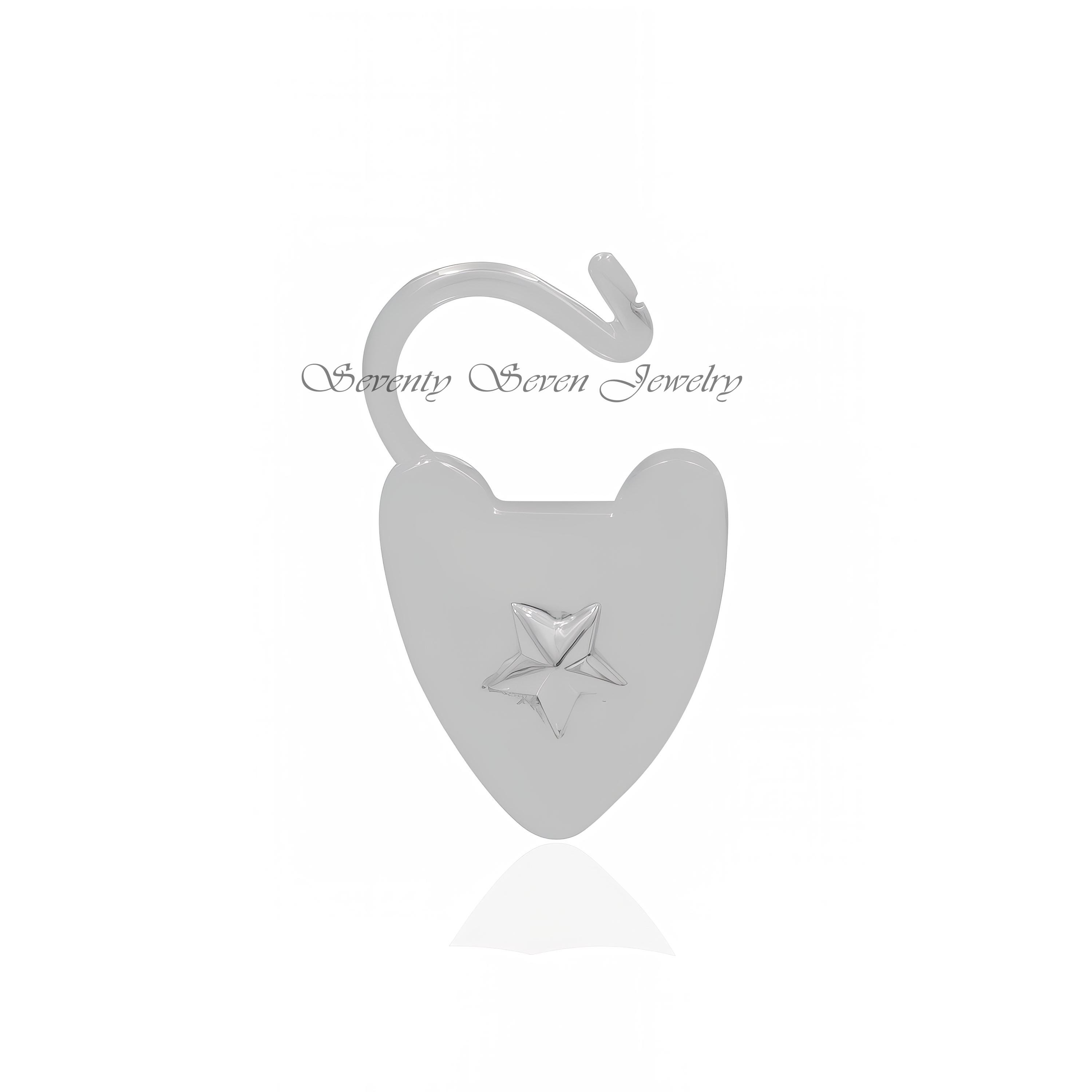 925 Silver Heart Padlock Necklace: Oxidized Paperclip Chain Pendant - View 7 - Seventy Seven Jewelry | SKU: SSMJP47-SLRHYG-20 925 Silver Heart Padlock Necklace: Oxidized Paperclip Chain Pendant - View 7 - Seventy Seven Jewelry | SKU: SSMJP47-SLRHYG-20
