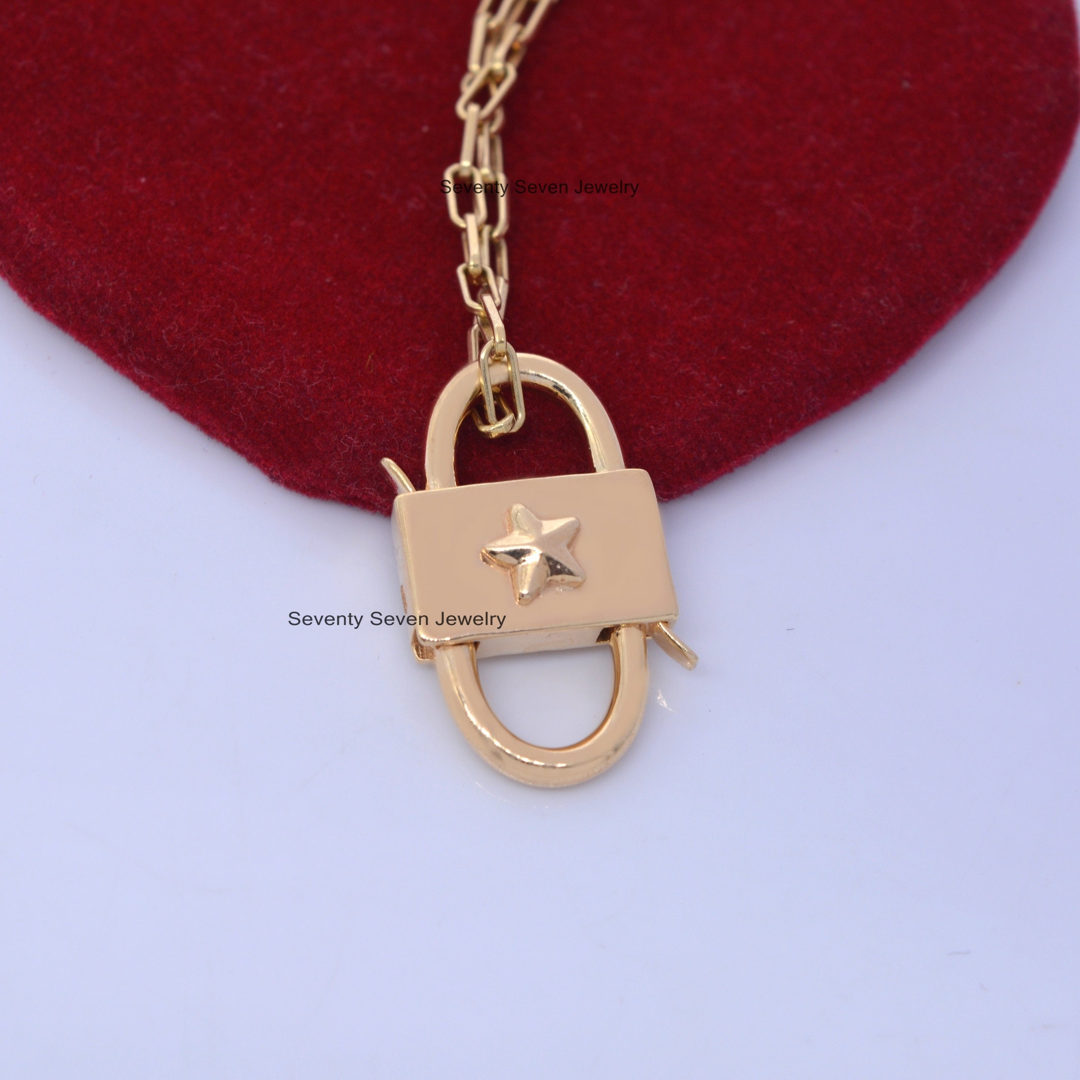 925 Silver Gemstone Floral Padlock: Handmade Double Side Connector - View 7 - Seventy Seven Jewelry | SKU: SSMJP65-SLYGPOGO,S 925 Silver Gemstone Floral Padlock: Handmade Double Side Connector - View 7 - Seventy Seven Jewelry | SKU: SSMJP65-SLYGPOGO,S