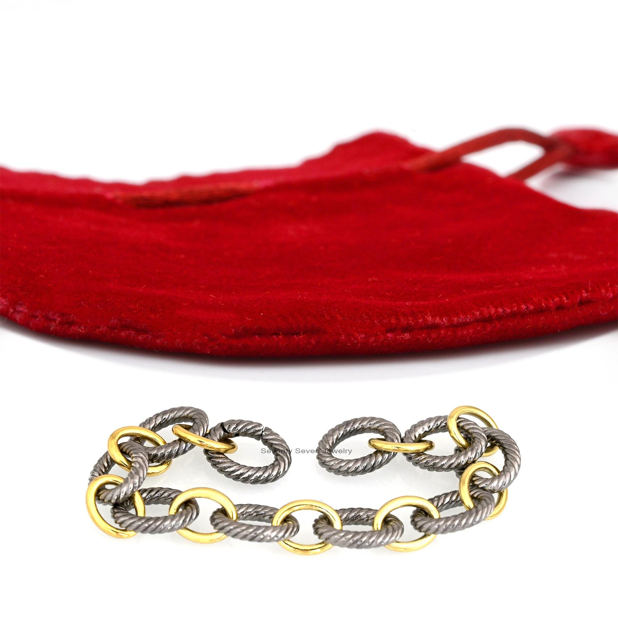 Oxidized 925 Sterling Silver Twisted Wire Link Bracelet - Seventy Seven Jewelry | SKU: SSMJA05-SLYGRH-2026 Oxidized 925 Sterling Silver Twisted Wire Link Bracelet - Seventy Seven Jewelry | SKU: SSMJA05-SLYGRH-2026