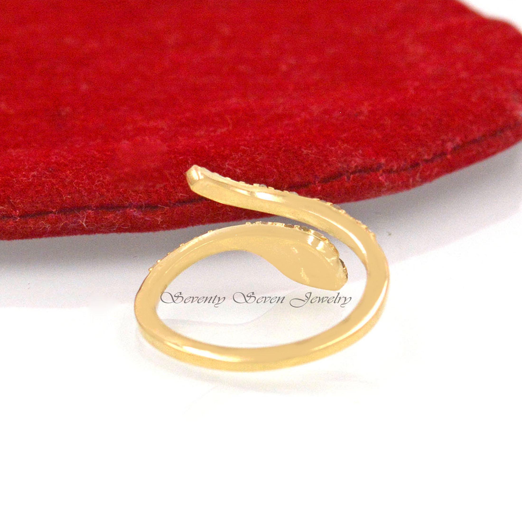 9K Gold Diamond Snake Ring: Gemstone Serpent Cuff - View 6 - Seventy Seven Jewelry | SKU: SSMJR21-9KYGDITS-2026 9K Gold Diamond Snake Ring: Gemstone Serpent Cuff - View 6 - Seventy Seven Jewelry | SKU: SSMJR21-9KYGDITS-2026