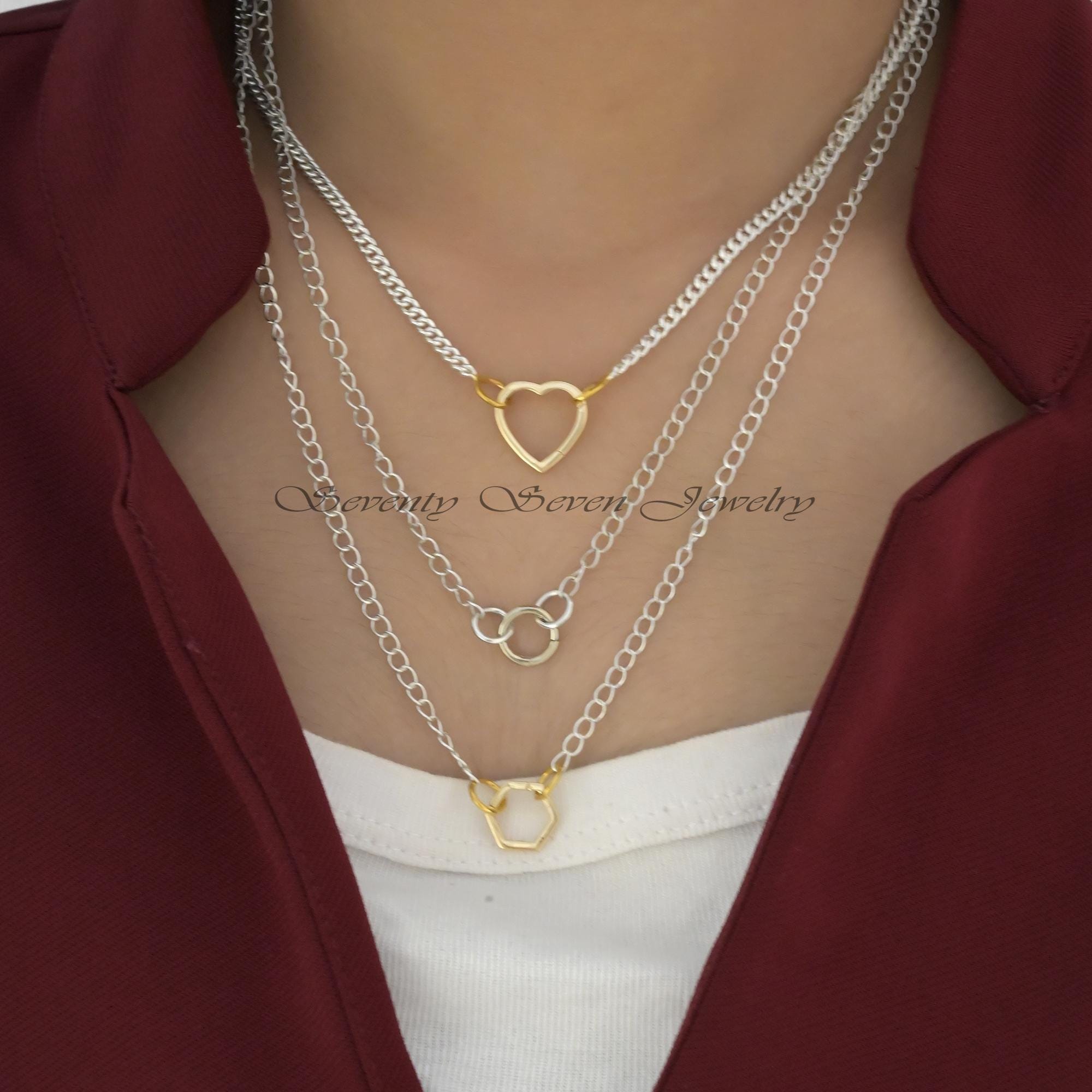 Sterling Silver Round Link Chain: Connector Curb - View 2 - Seventy Seven Jewelry | SKU: SSG24-SLNSYG-18I-V Sterling Silver Round Link Chain: Connector Curb - View 2 - Seventy Seven Jewelry | SKU: SSG24-SLNSYG-18I-V