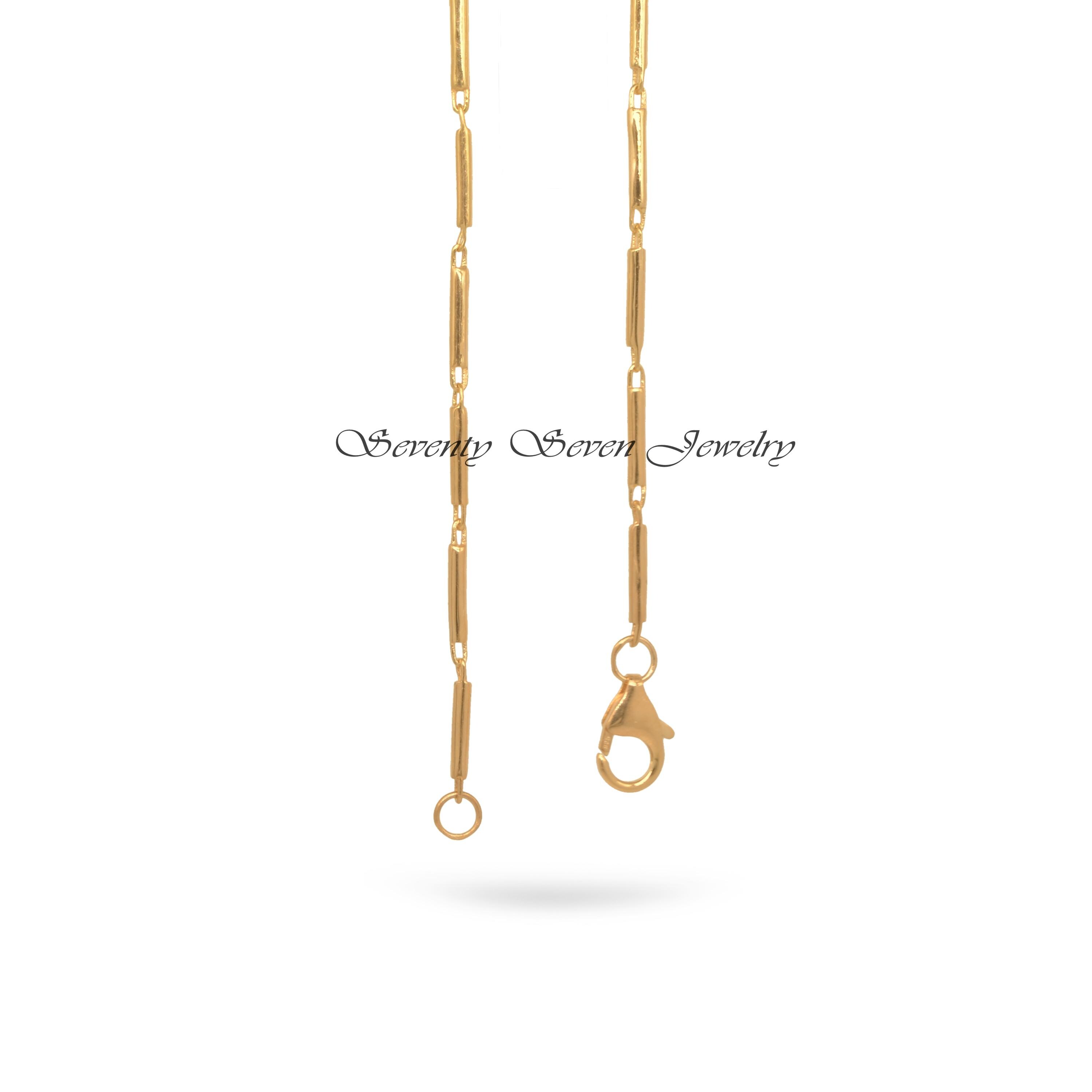 925 Silver Tube Bar Link Chain Necklace with Lobster Lock - View 3 - Seventy Seven Jewelry | SKU: SSG18-SLRH-3.M-24I-V 925 Silver Tube Bar Link Chain Necklace with Lobster Lock - View 3 - Seventy Seven Jewelry | SKU: SSG18-SLRH-3.M-24I-V