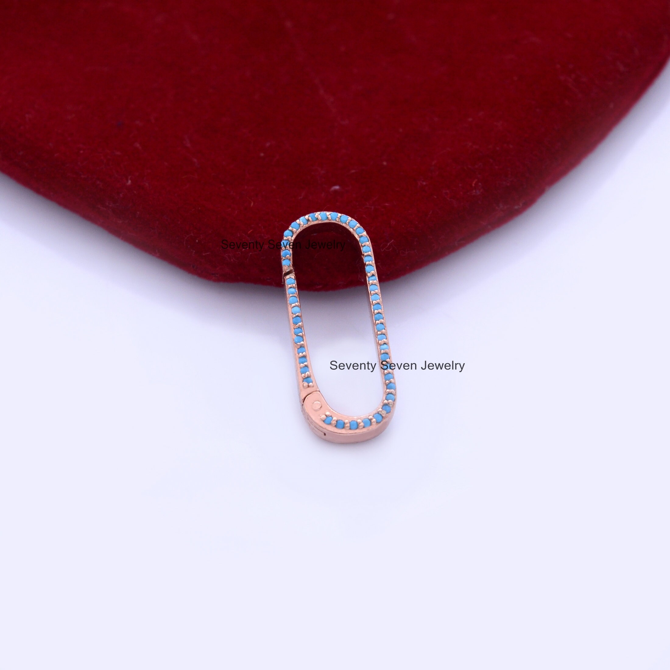 Diamond Sterling Silver Enhancer Lock: Oval Link Charm Holder - View 4 - Seventy Seven Jewelry | SKU: SSMJP73-SLYGDI-2026 Diamond Sterling Silver Enhancer Lock: Oval Link Charm Holder - View 4 - Seventy Seven Jewelry | SKU: SSMJP73-SLYGDI-2026
