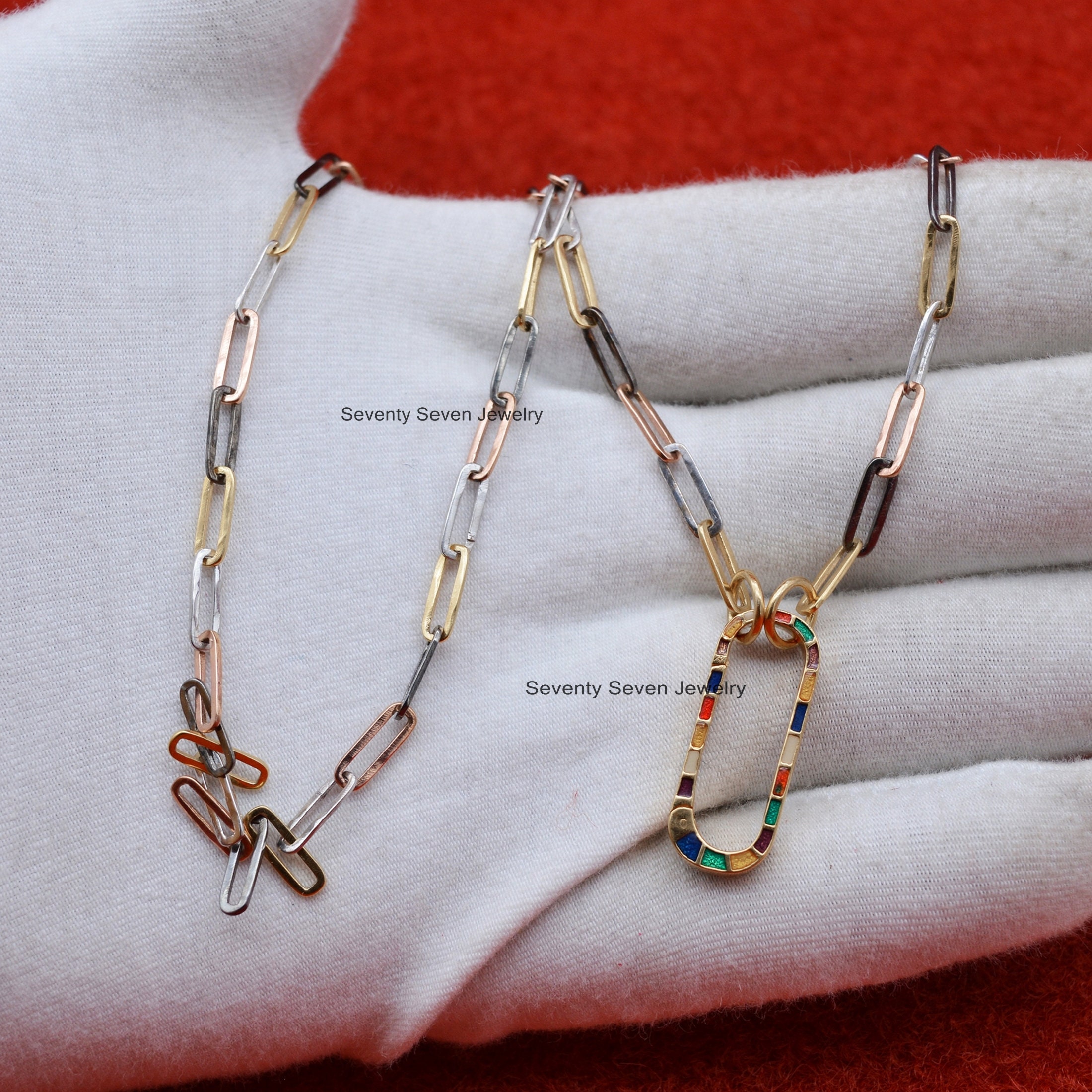 925 Silver Enamel Charm Holder: Multi-Color Push Lock (25x10 MM) - View 3 - Seventy Seven Jewelry | SKU: SSMJP71-SLYGELMT-202 925 Silver Enamel Charm Holder: Multi-Color Push Lock (25x10 MM) - View 3 - Seventy Seven Jewelry | SKU: SSMJP71-SLYGELMT-202