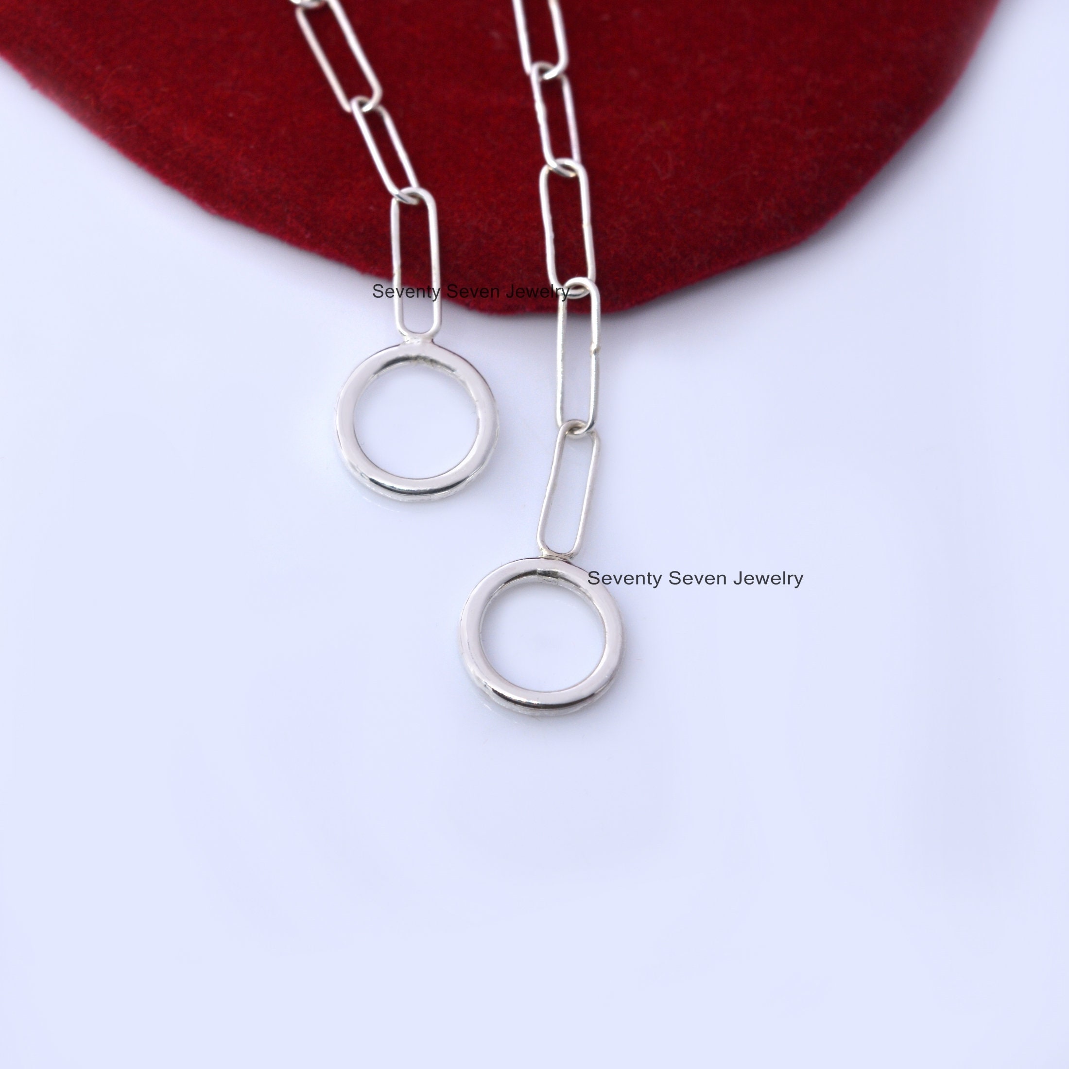 925 Silver Paperclip Chain Necklace: Long Link Connector - View 6 - Seventy Seven Jewelry | SKU: SSG3-SLYG-11M-18I-V 925 Silver Paperclip Chain Necklace: Long Link Connector - View 6 - Seventy Seven Jewelry | SKU: SSG3-SLYG-11M-18I-V
