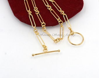 Sterling Silver Trombone Link Albert Chain - Adjustable Paperclip Necklace