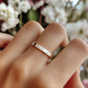 14K Gold Plated Custom Name Ring, Engraving Band Ring, Stacking Engraving Ring, Classic Customizable with Name Ring, Promise Engrave Ring