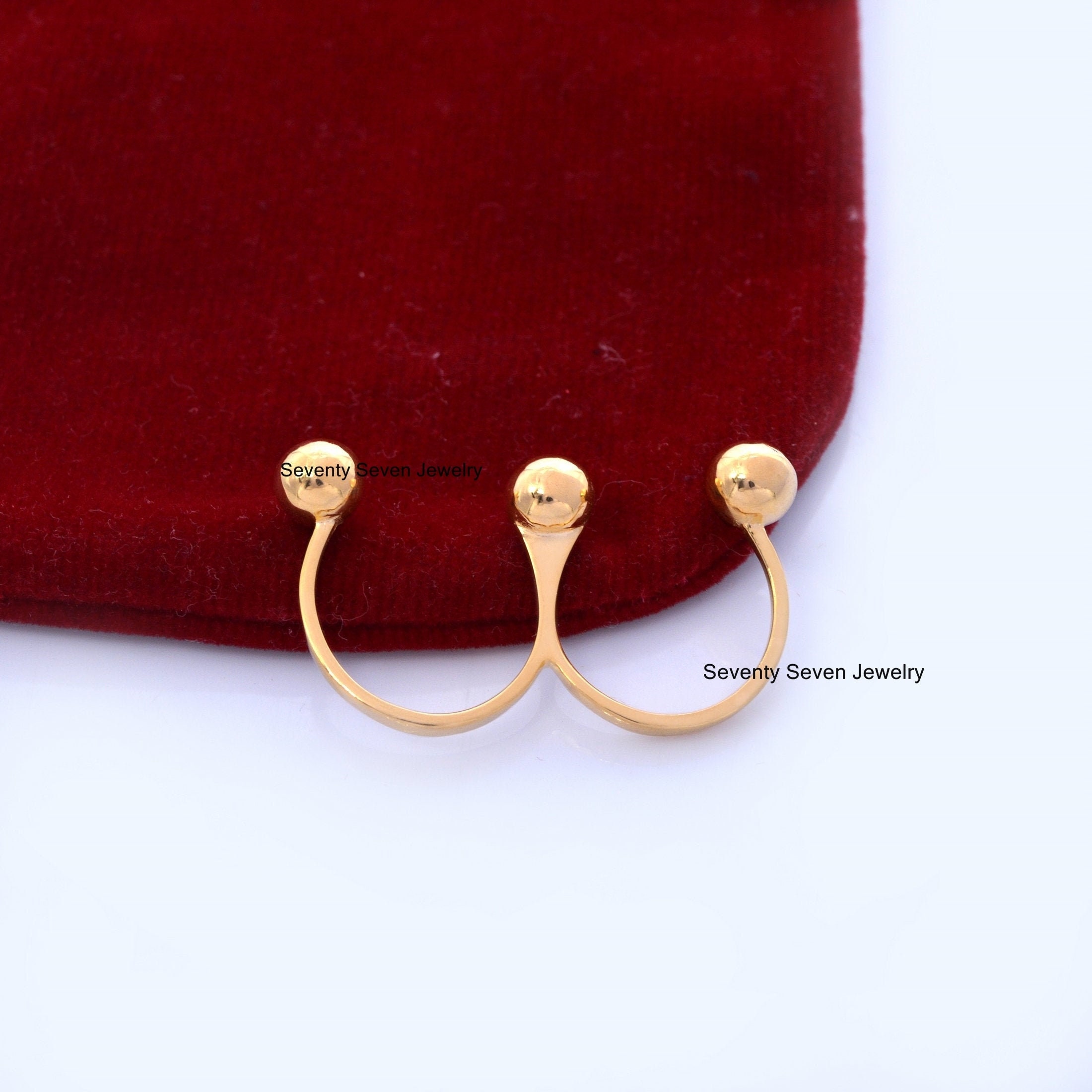 14K Gold Two Finger Ring Fashionable Rings Sterling Silver Etsy