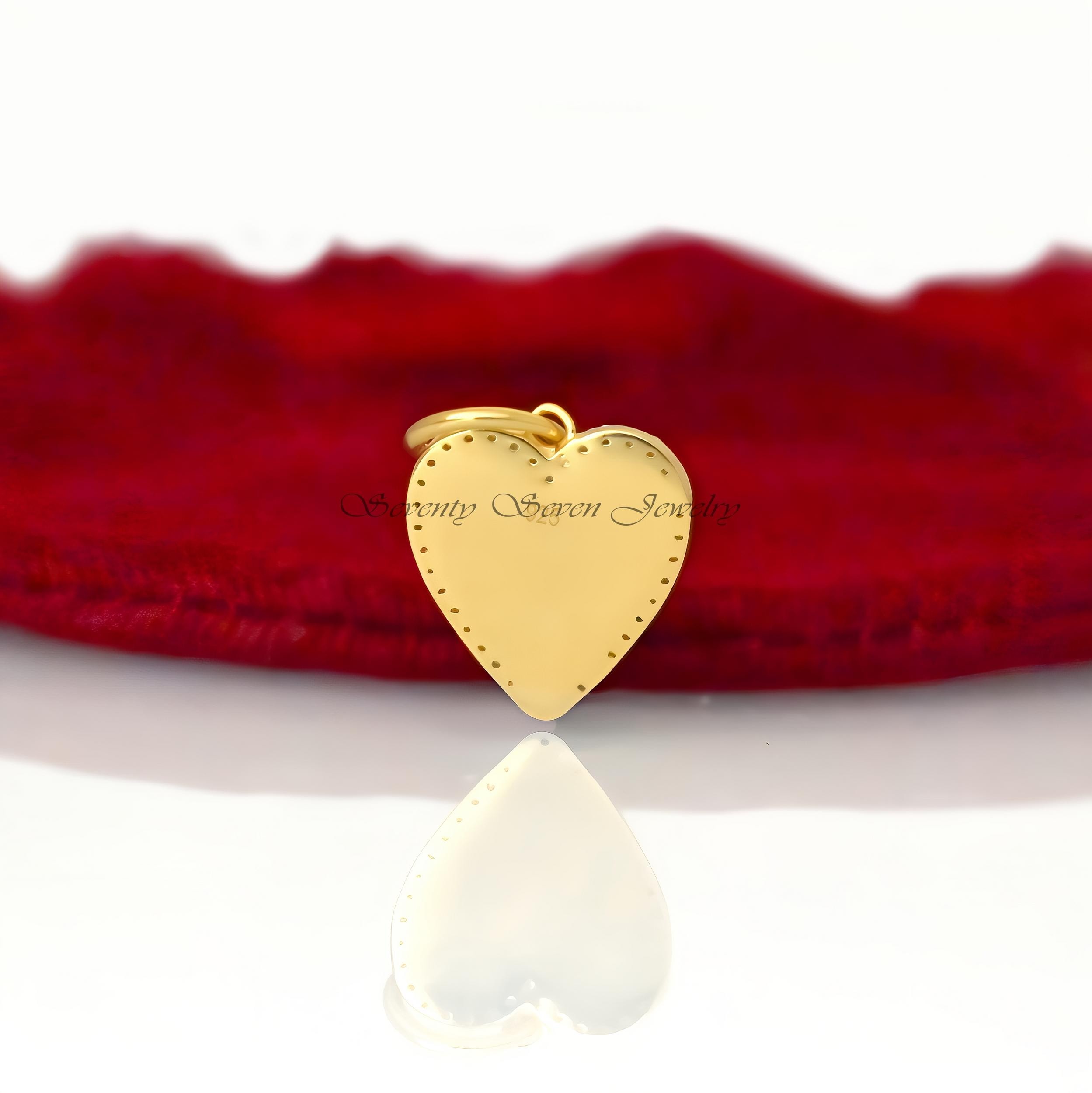 14k Gold Gemstone Enamel Heart Pendant: Turquoise Charm - View 4 - Seventy Seven Jewelry | SKU: SSMJP630-14KYGDIELR-2026 14k Gold Gemstone Enamel Heart Pendant: Turquoise Charm - View 4 - Seventy Seven Jewelry | SKU: SSMJP630-14KYGDIELR-2026
