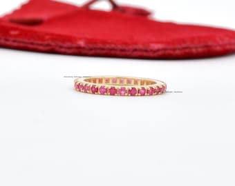 echter Rubin-Ewigkeitsring, Rubin-Bandring, Edelstein-Bandring, Bandring, Ewigkeitsband, Juli-Geburtssteinband, runder