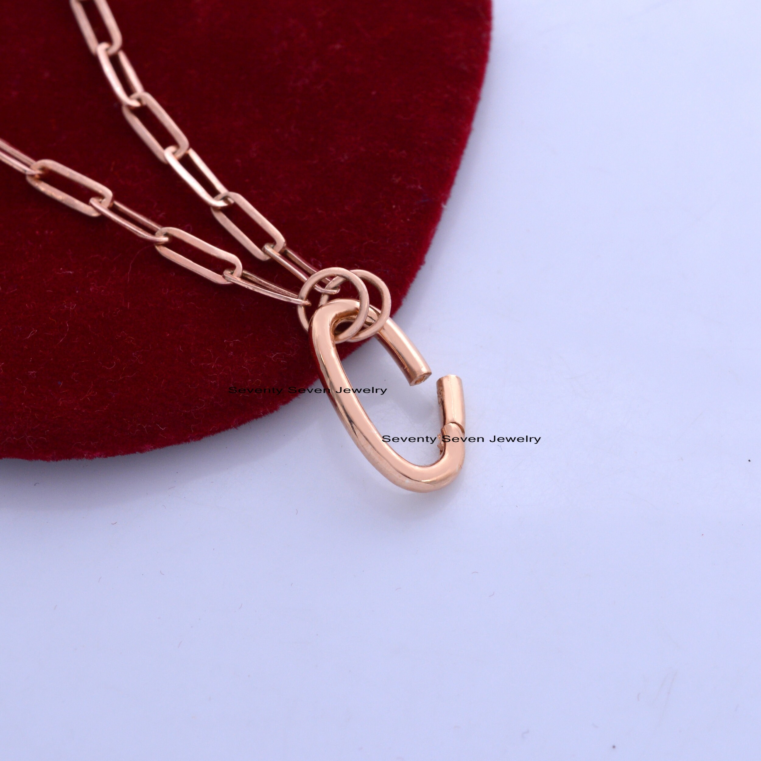 14k Gold Oval Charm Holder: Enhancer Link Lock (20x10 MM) - View 7 - Seventy Seven Jewelry | SKU: SSMJH75-14KYG-20265 14k Gold Oval Charm Holder: Enhancer Link Lock (20x10 MM) - View 7 - Seventy Seven Jewelry | SKU: SSMJH75-14KYG-20265