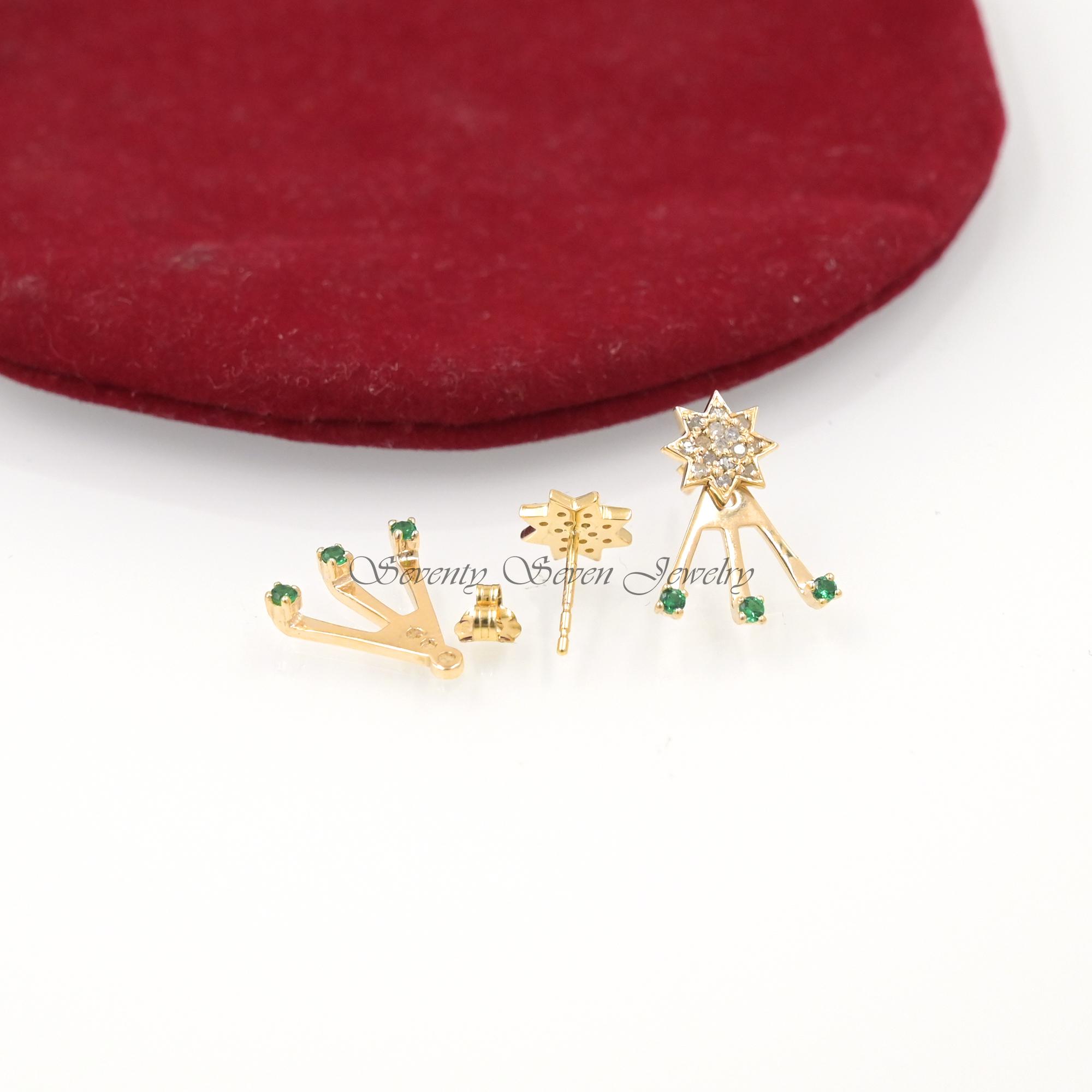 9K Gold Diamond Star Ear Jackets: Minimalist Stud Earrings - View 4 - Seventy Seven Jewelry | SKU: SSMJE326-9KYGDI-2026,SSMJE 9K Gold Diamond Star Ear Jackets: Minimalist Stud Earrings - View 4 - Seventy Seven Jewelry | SKU: SSMJE326-9KYGDI-2026,SSMJE