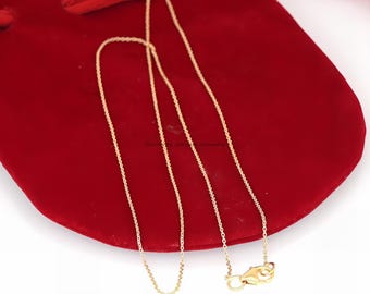 14K Gold Thin Rolo Chain Necklace, 1.33MM