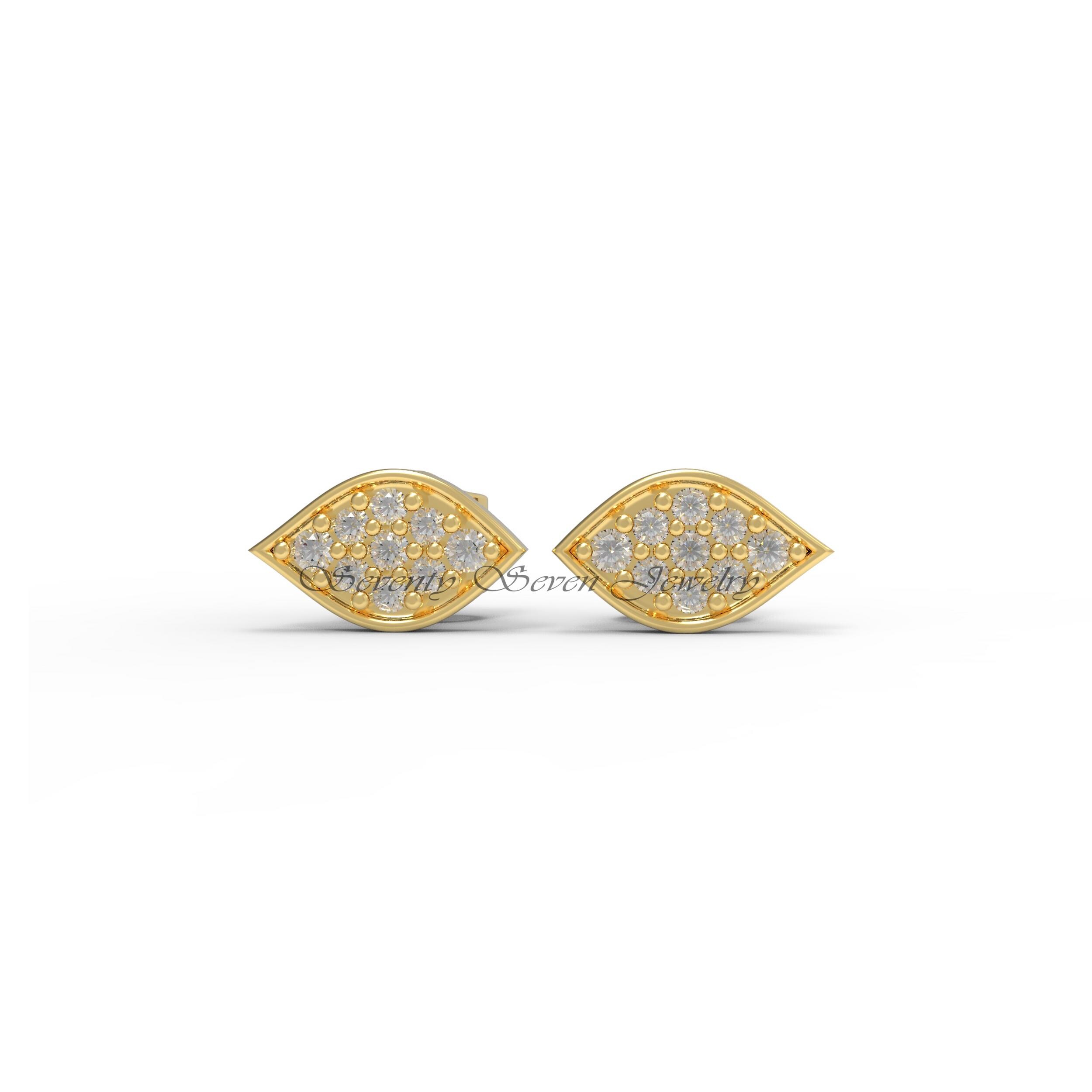 925 Silver Diamond Evil Eye Studs: Minimalist Protection Earrings - View 6 - Seventy Seven Jewelry | SKU: SSMJE388-SLYGDI 925 Silver Diamond Evil Eye Studs: Minimalist Protection Earrings - View 6 - Seventy Seven Jewelry | SKU: SSMJE388-SLYGDI