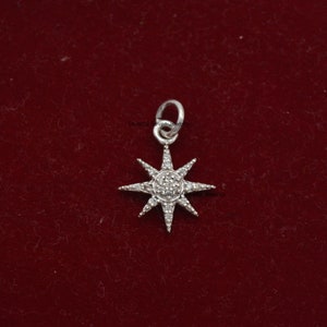 925 Silber Diamant Starburst Anhänger, Starburst Anhänger Halskette, Diamant-Stern-Anhänger, Pave Starburst Halskette, Weihnachtsschmuck Bild 5