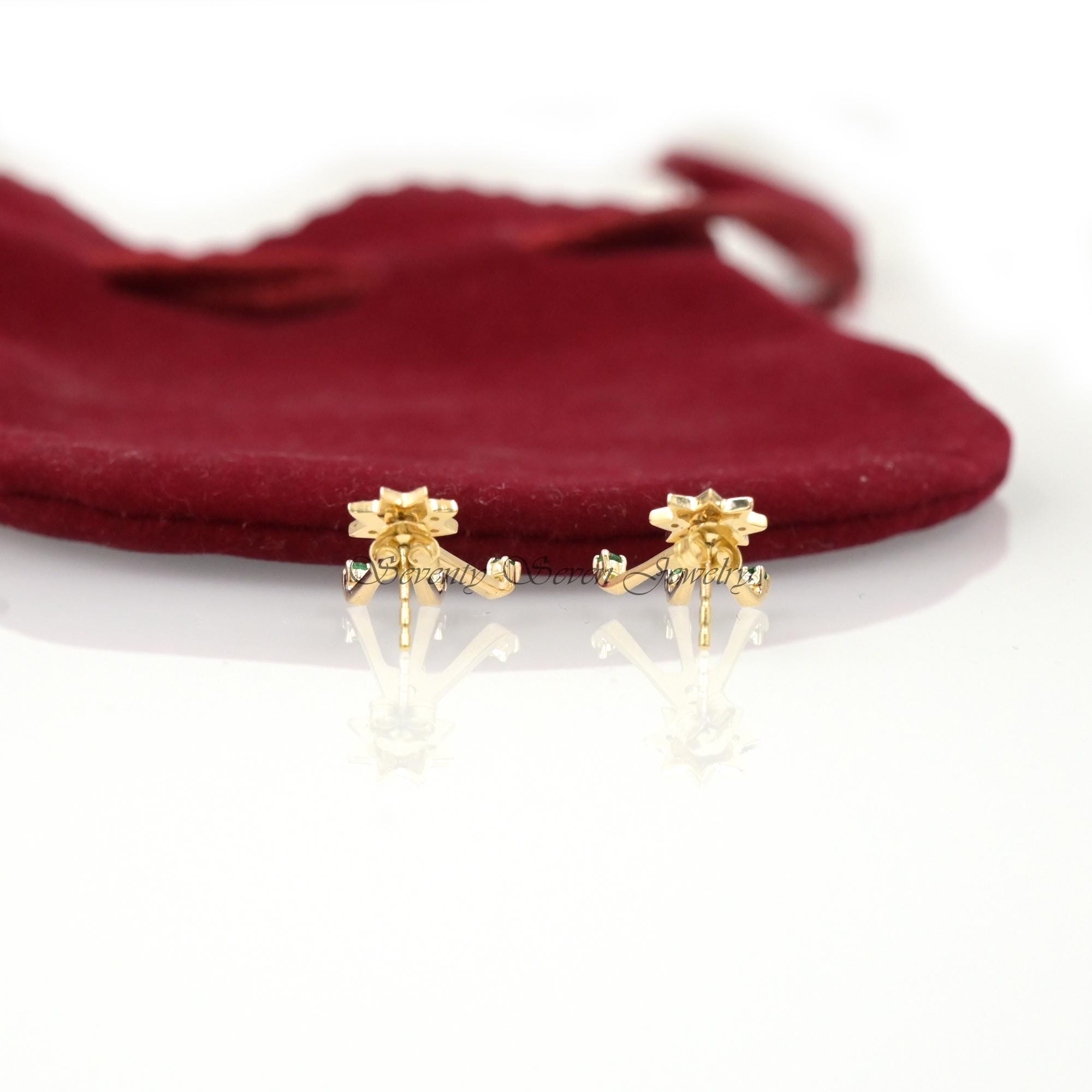 9K Gold Diamond Star Ear Jackets: Minimalist Stud Earrings - View 7 - Seventy Seven Jewelry | SKU: SSMJE326-9KYGDI-2026,SSMJE 9K Gold Diamond Star Ear Jackets: Minimalist Stud Earrings - View 7 - Seventy Seven Jewelry | SKU: SSMJE326-9KYGDI-2026,SSMJE