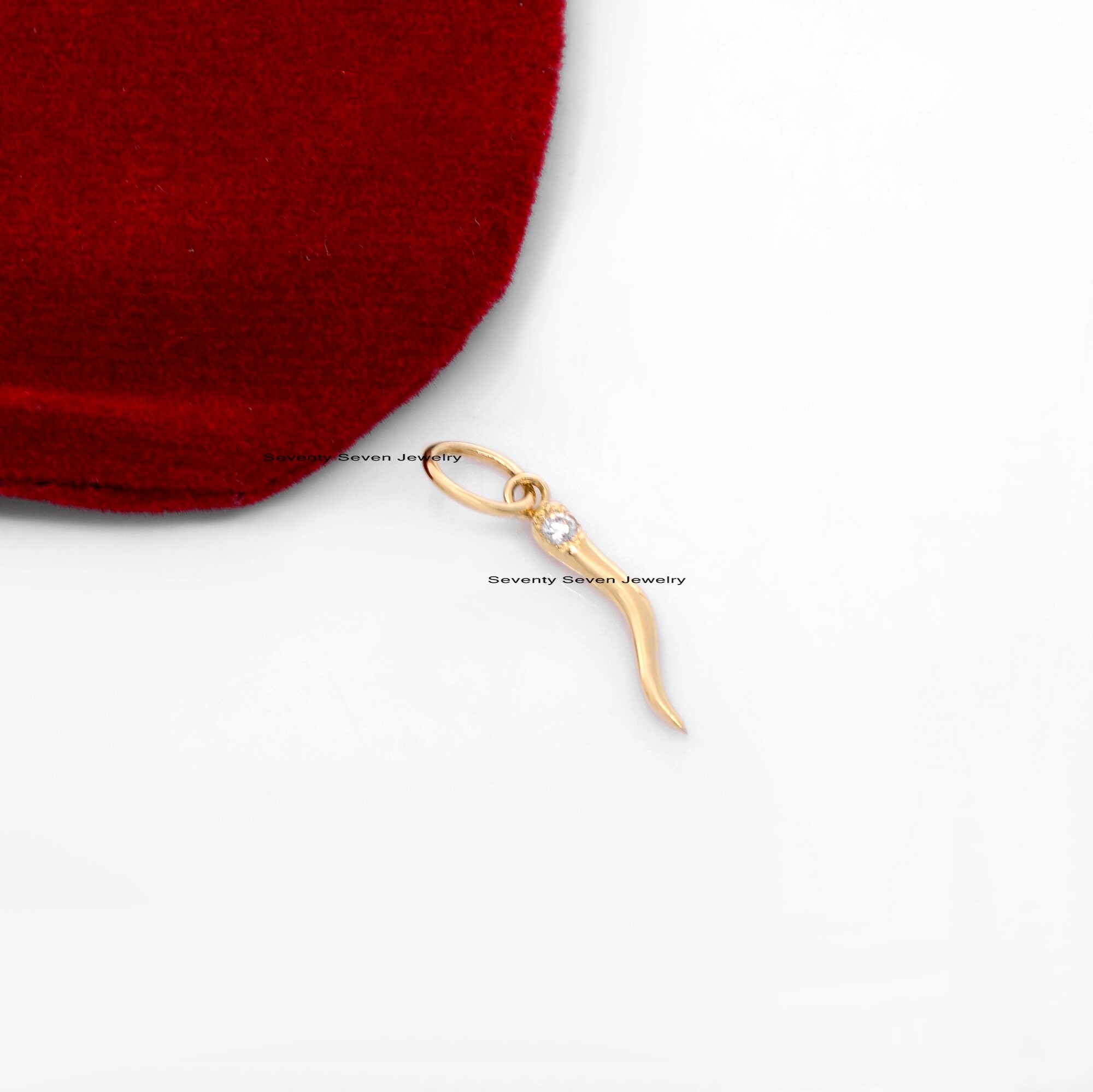 Diamond Cornicello Horn Pendant: 925 Sterling Silver Italian - View 7 - Seventy Seven Jewelry | SKU: SSMJP599-SLYG-12M+AS,SSM Diamond Cornicello Horn Pendant: 925 Sterling Silver Italian - View 7 - Seventy Seven Jewelry | SKU: SSMJP599-SLYG-12M+AS,SSM