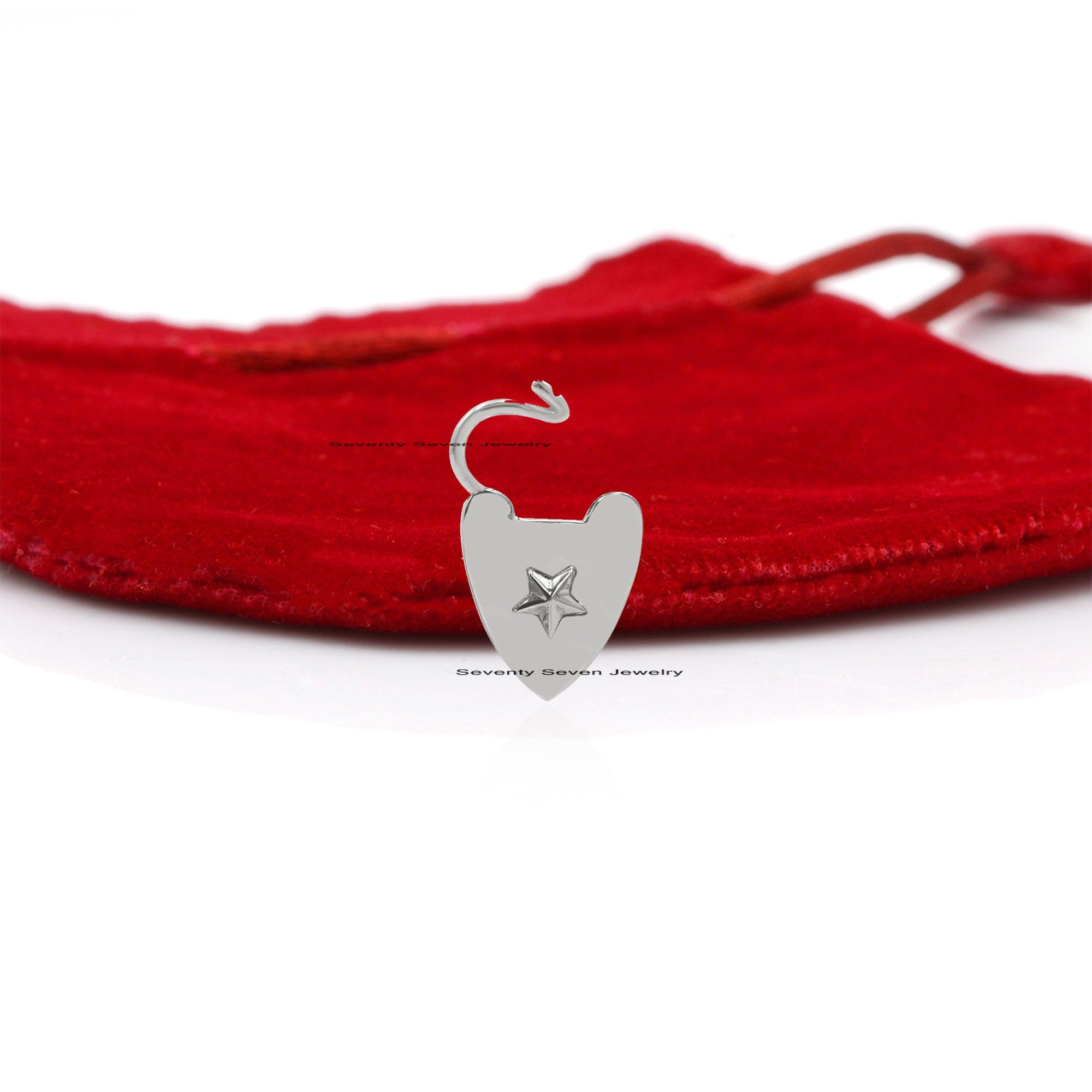 Gold Vermeil Heart Star Padlock Pendant: Sterling Silver Connector (30mm) - View 4 - Seventy Seven Jewelry | SKU: SSMJP47-SLR Gold Vermeil Heart Star Padlock Pendant: Sterling Silver Connector (30mm) - View 4 - Seventy Seven Jewelry | SKU: SSMJP47-SLR