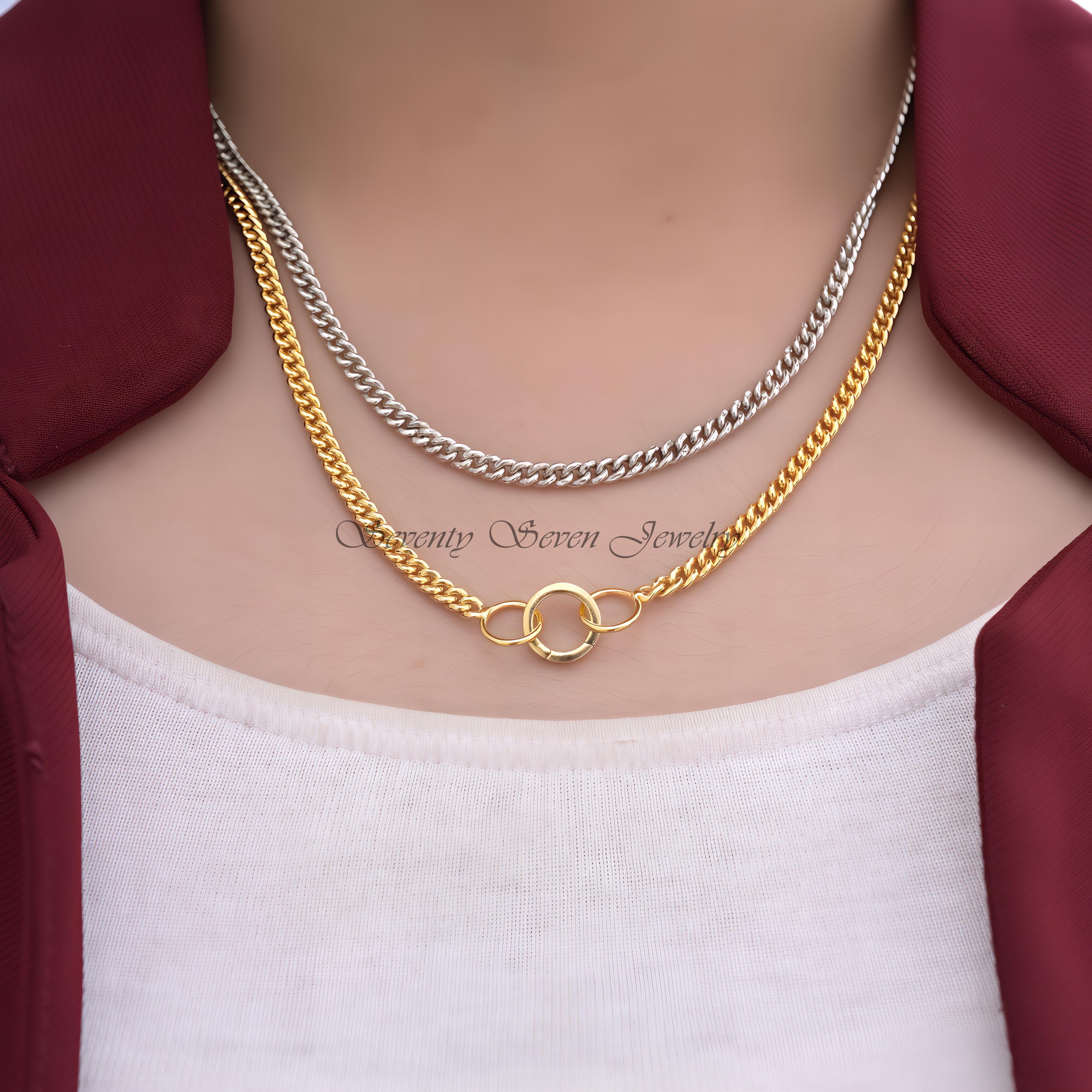 14K Solid Gold Enhancer Charm Holder, Link Lock (10/12 MM) - View 2 - Seventy Seven Jewelry | SKU: SSMJH570-14KYG-10M-V-10/20 14K Solid Gold Enhancer Charm Holder, Link Lock (10/12 MM) - View 2 - Seventy Seven Jewelry | SKU: SSMJH570-14KYG-10M-V-10/20