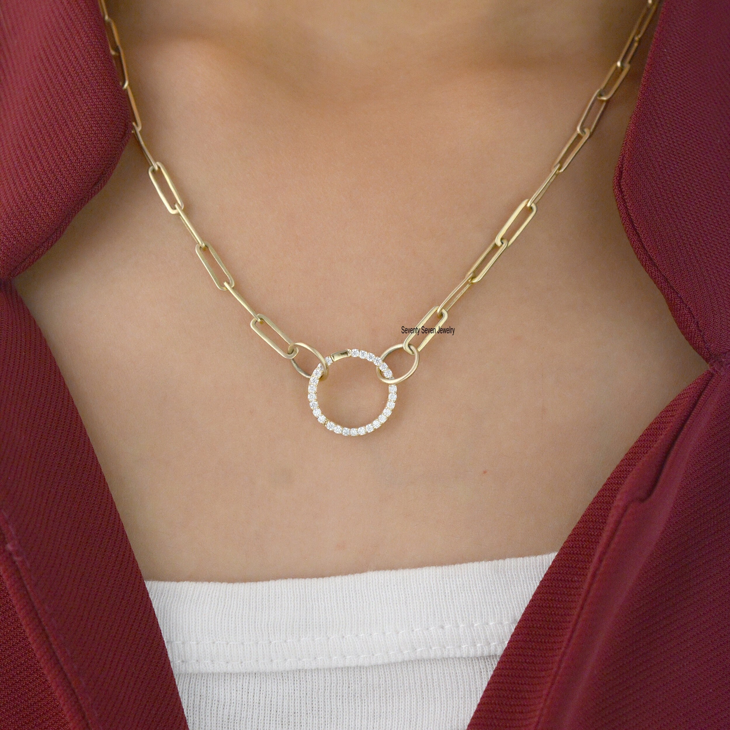 Diamond Circle Charm Holder: Sterling Silver Enhancer, 15mm - View 3 - Seventy Seven Jewelry | SKU: SSMJP719-SLYGYSP-15M-VP,S Diamond Circle Charm Holder: Sterling Silver Enhancer, 15mm - View 3 - Seventy Seven Jewelry | SKU: SSMJP719-SLYGYSP-15M-VP,S
