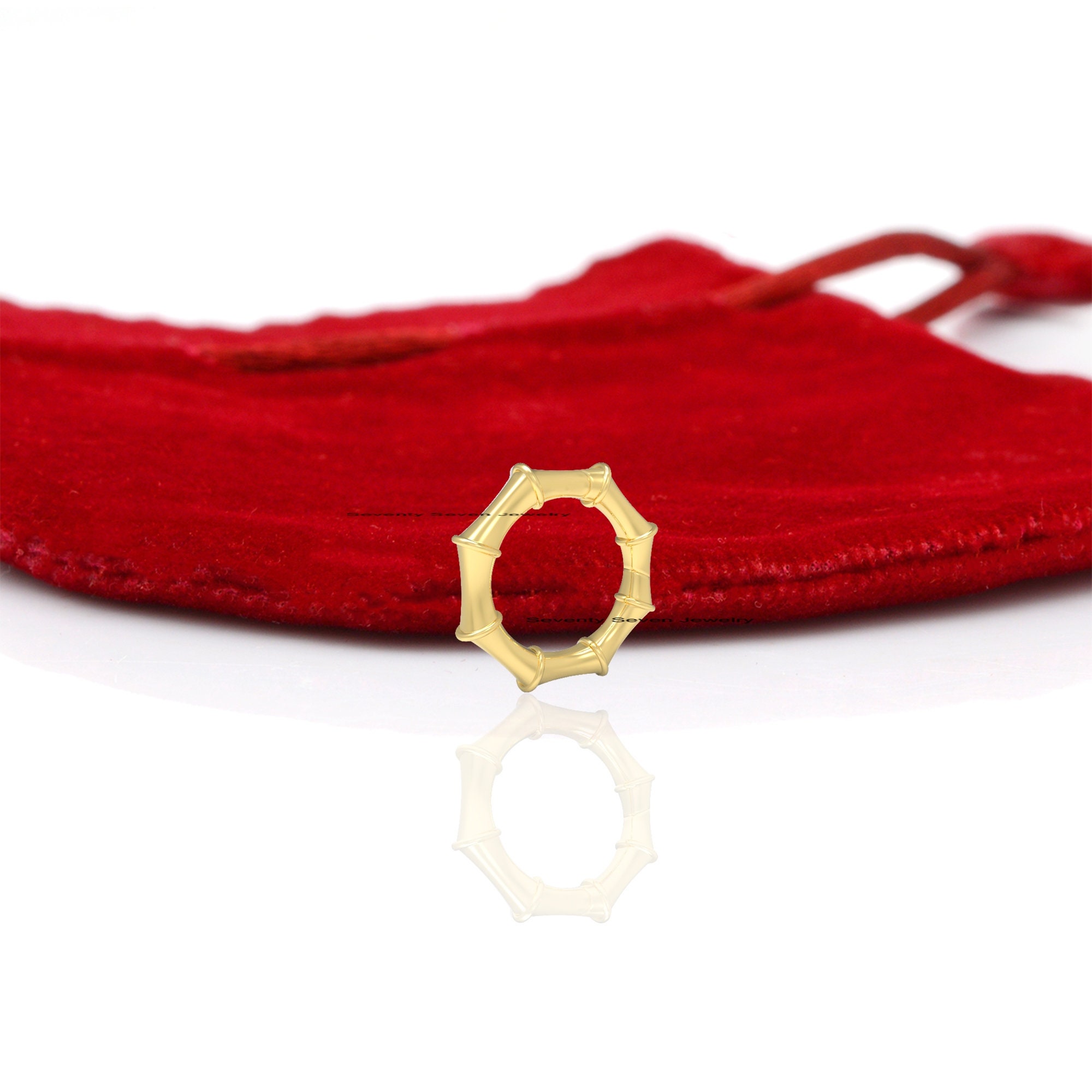 Sterling Silver Bamboo Circle Charm Holder - 14mm - View 6 - Seventy Seven Jewelry | SKU: SSMJP936-SLYG-14M-2026 Sterling Silver Bamboo Circle Charm Holder - 14mm - View 6 - Seventy Seven Jewelry | SKU: SSMJP936-SLYG-14M-2026