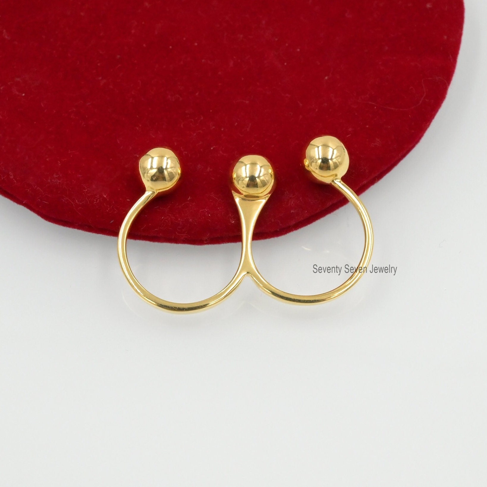 925 Silver Two Finger Ring: Knuckle Stackable Band - View 3 - Seventy Seven Jewelry | SKU: SSMJR07-SLYG-2026 925 Silver Two Finger Ring: Knuckle Stackable Band - View 3 - Seventy Seven Jewelry | SKU: SSMJR07-SLYG-2026