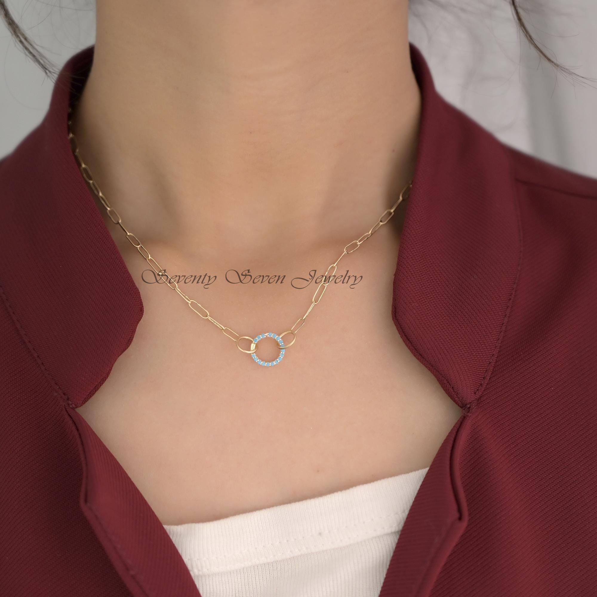 Solid 14K Gold Paper Clip Chain, Oval Link Necklace - View 3 - Seventy Seven Jewelry | SKU: SSG49-14KYG-6.6M-18I-2026 Solid 14K Gold Paper Clip Chain, Oval Link Necklace - View 3 - Seventy Seven Jewelry | SKU: SSG49-14KYG-6.6M-18I-2026