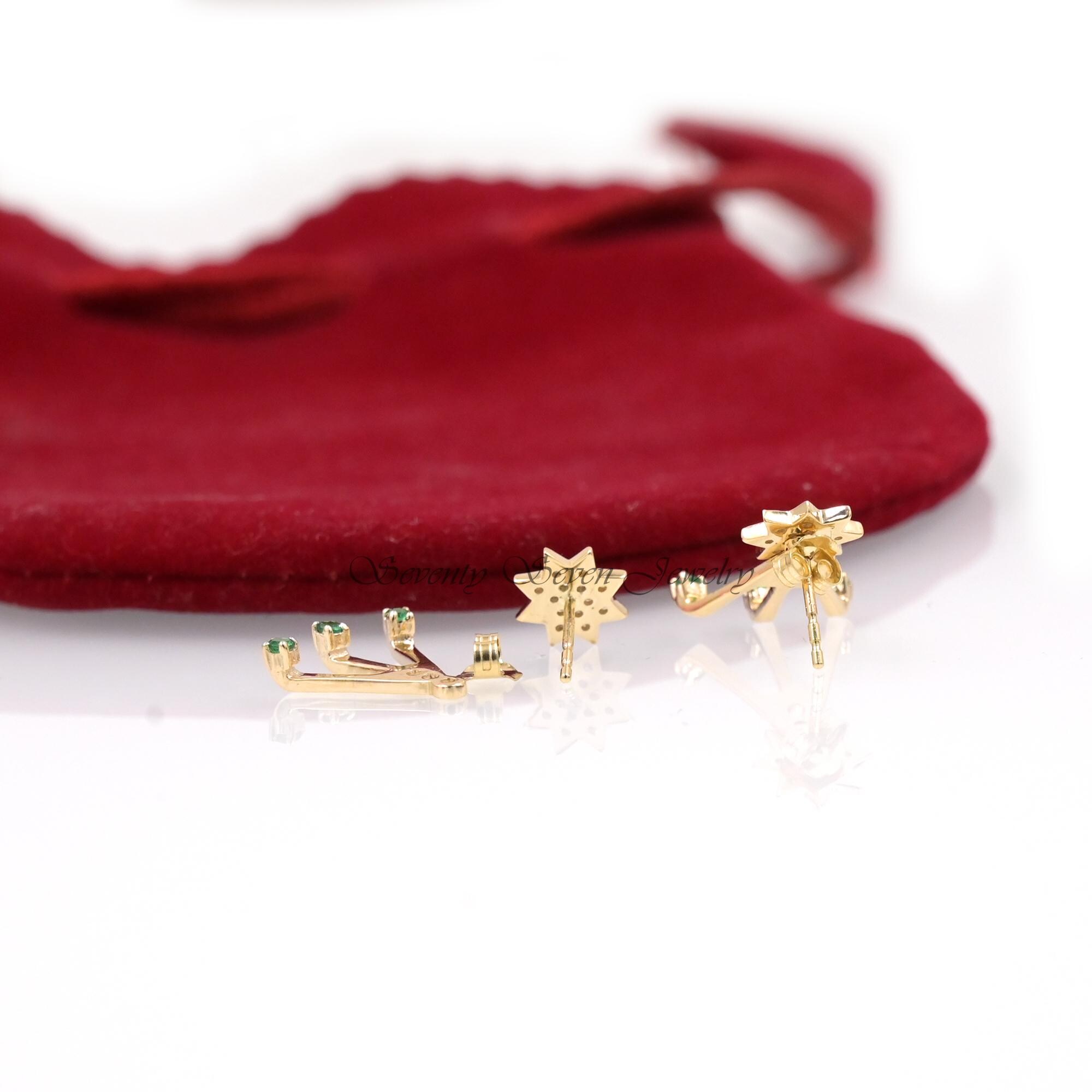 9K Gold Diamond Star Ear Jackets: Minimalist Stud Earrings - View 3 - Seventy Seven Jewelry | SKU: SSMJE326-9KYGDI-2026,SSMJE 9K Gold Diamond Star Ear Jackets: Minimalist Stud Earrings - View 3 - Seventy Seven Jewelry | SKU: SSMJE326-9KYGDI-2026,SSMJE