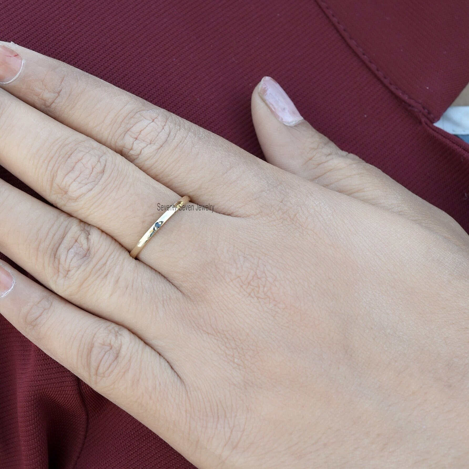 9K Gold Black Diamond Band Ring: Single Stone - Seventy Seven Jewelry | SKU: SSMJR395-9KYGBDI-2026 9K Gold Black Diamond Band Ring: Single Stone - Seventy Seven Jewelry | SKU: SSMJR395-9KYGBDI-2026